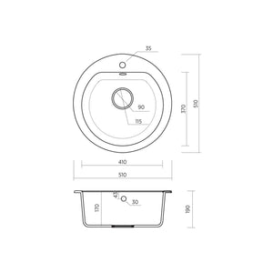 SEIMA OROS 510 SINGLE BOWL KITCHEN AND LAUNDRY SINK SILK MATTE WHITE 510MM