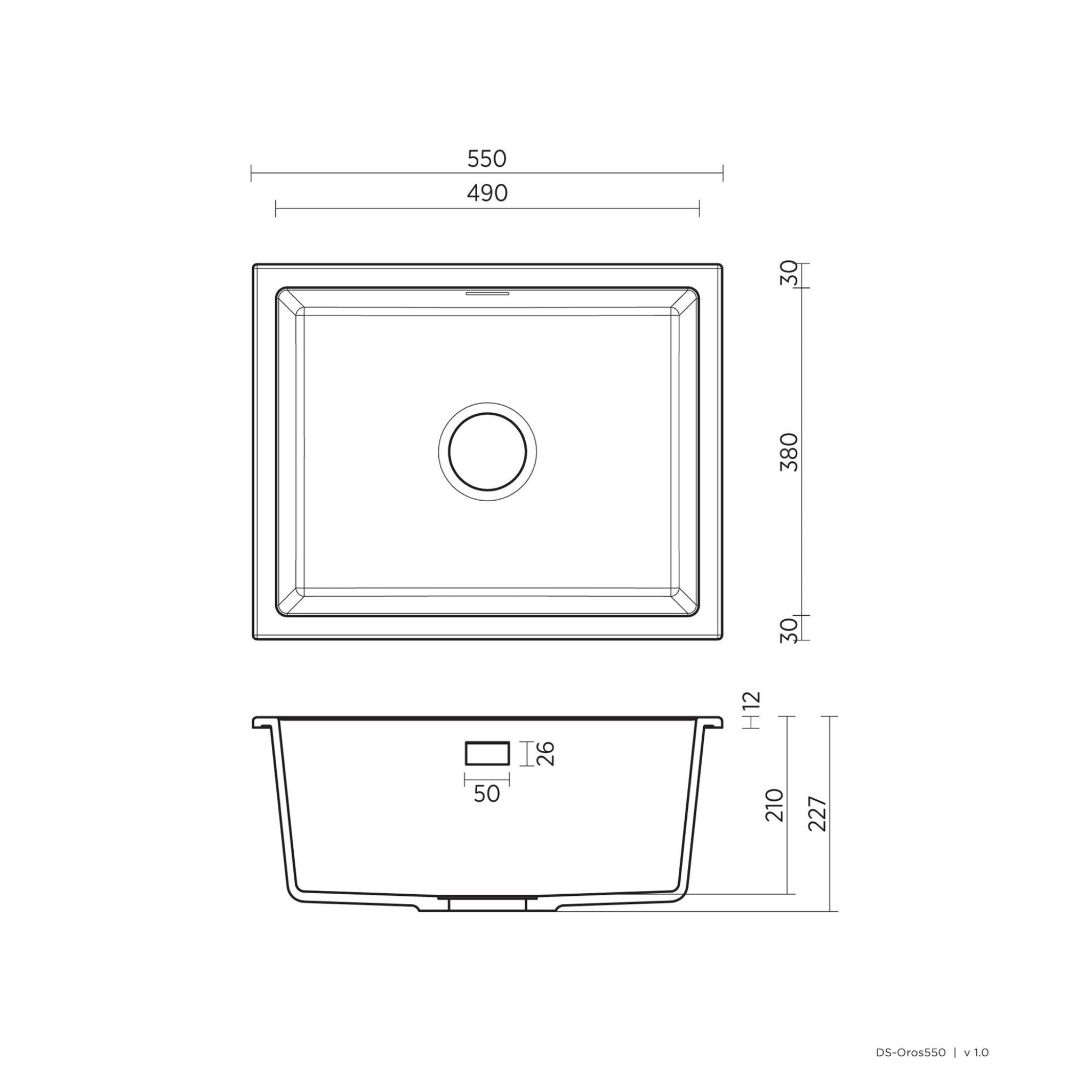 SEIMA OROS 550 SINGLE BOWL KITCHEN AND LAUNDRY SINK SILK MATTE WHITE 550MM