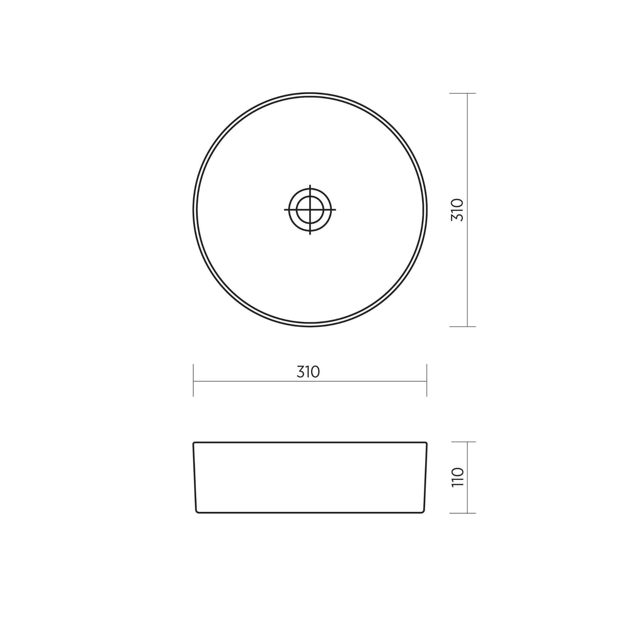 SEIMA ARKO 310 ABOVE COUNTER BASIN GLOSS WHITE 310MM