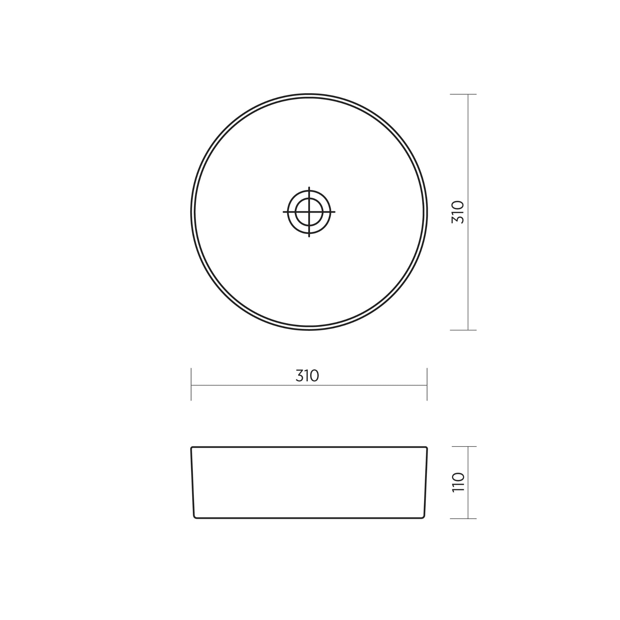 SEIMA ARKO 310 ABOVE COUNTER BASIN SILK MATTE BLACK 310MM