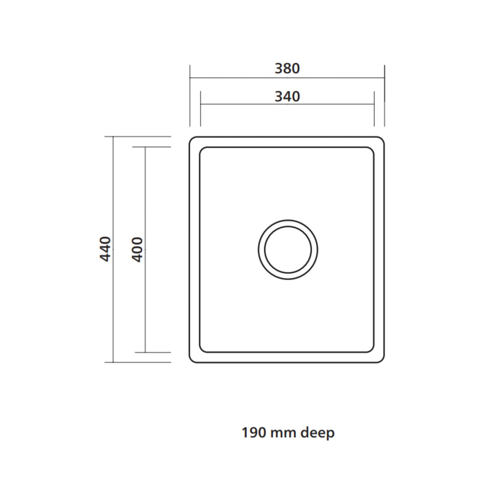 SEIMA LETO 340 SINGLE BOWL KITCHEN SINK STAINLESS STEEL 380MM
