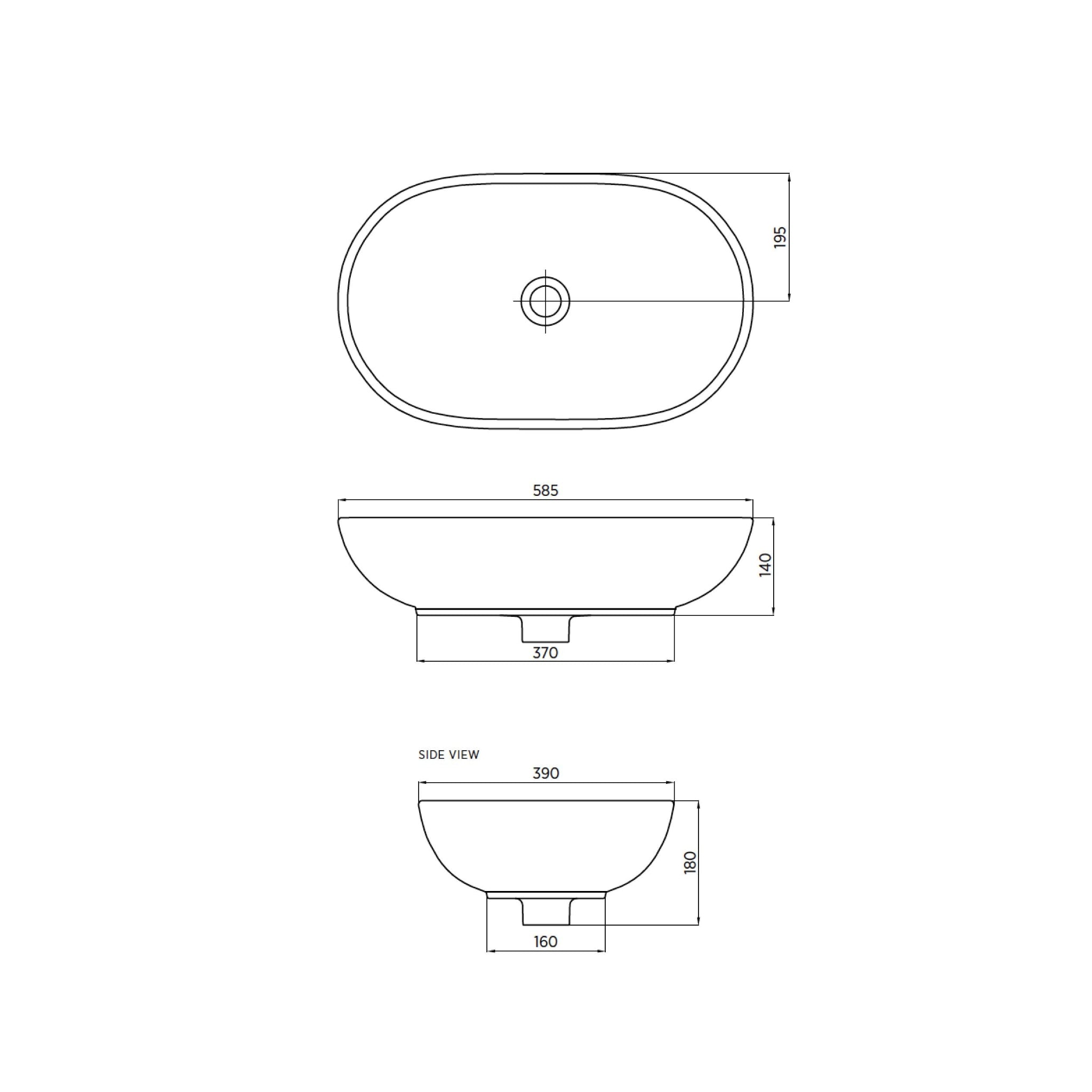 SEIMA ARKO 018 ABOVE COUNTER BASIN GLOSS WHITE 585MM