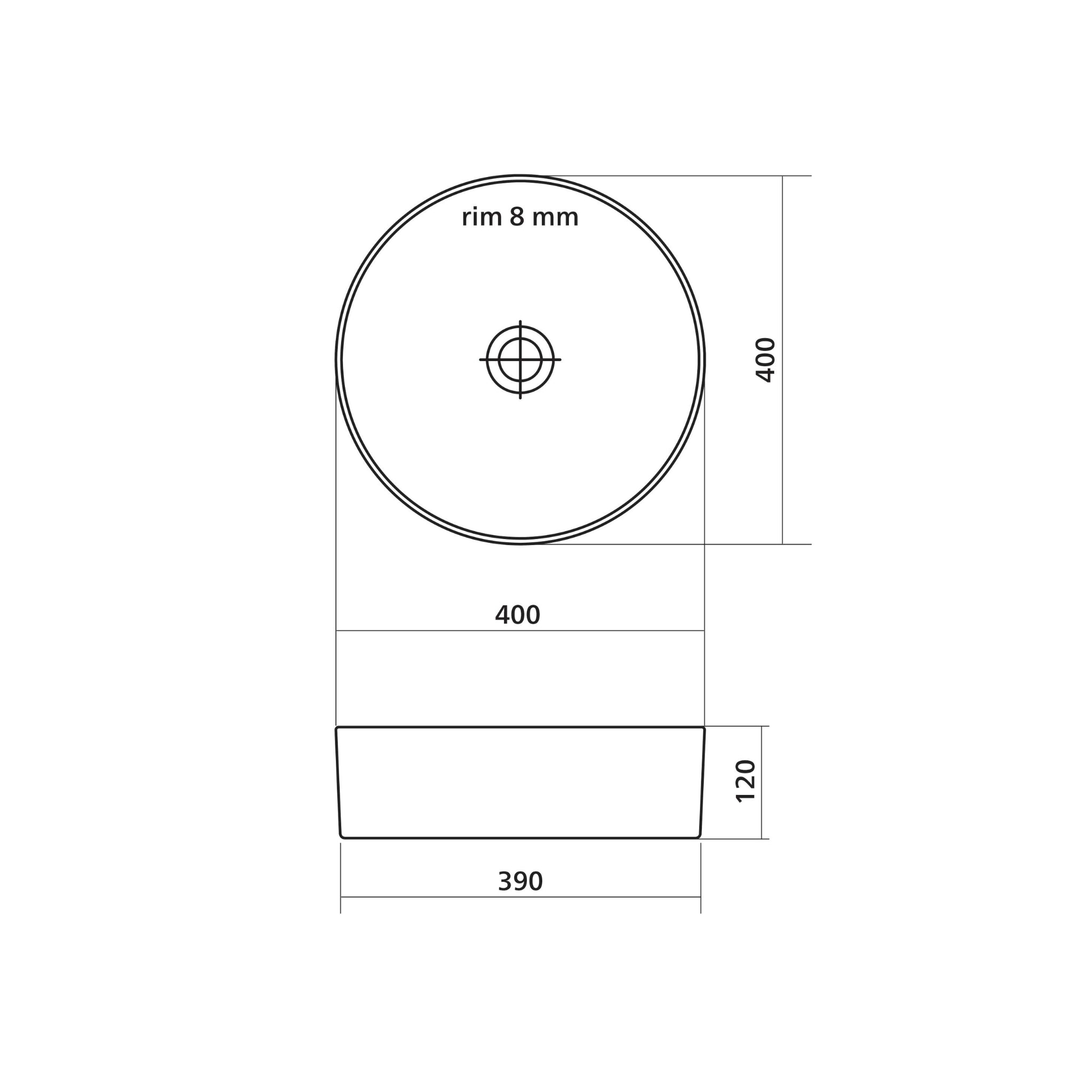 SEIMA ARKO 027 ABOVE COUNTER BASIN GLOSS WHITE 400MM