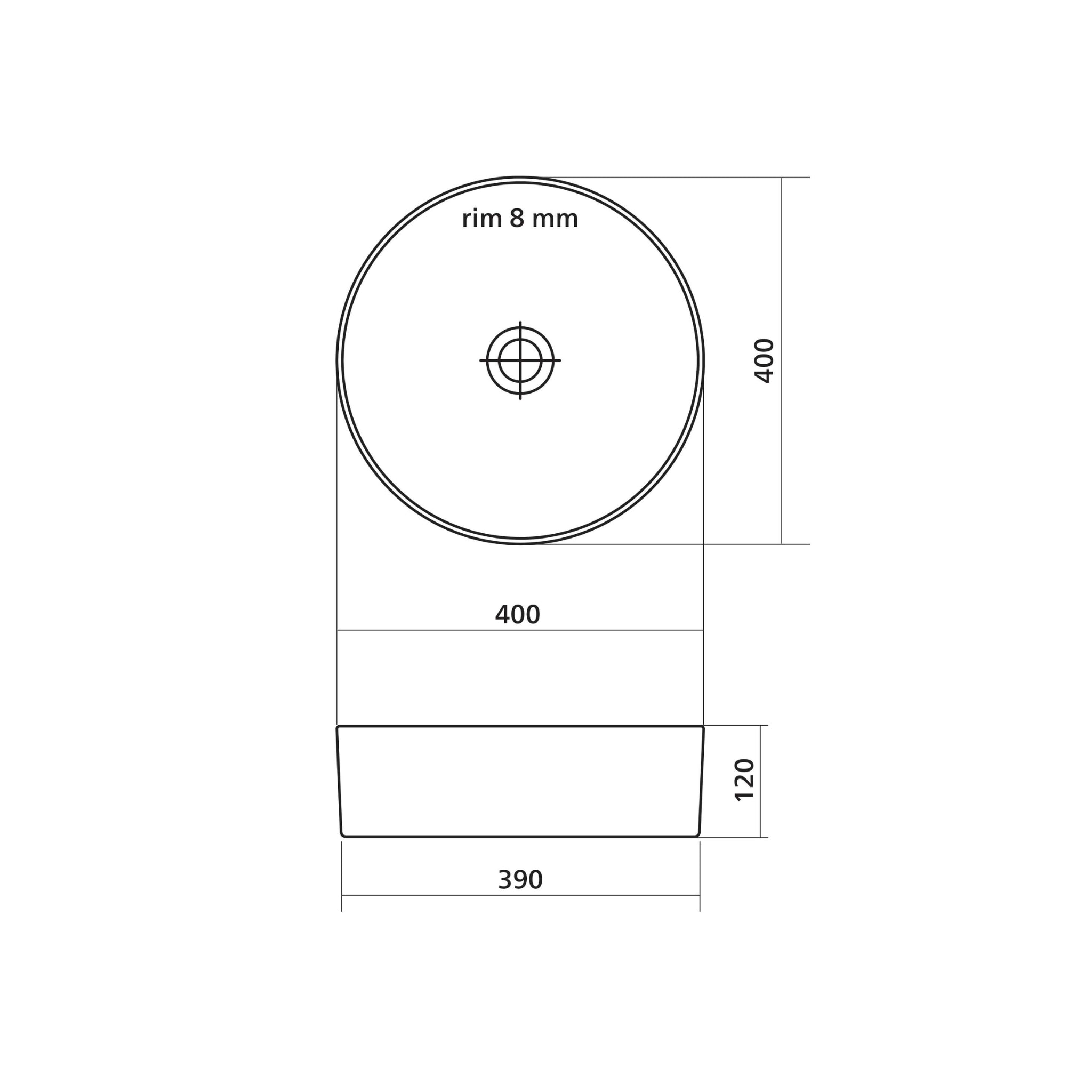 SEIMA ARKO 027 ABOVE COUNTER BASIN SILK MATTE BLACK 400MM