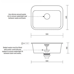 SEIMA EVA 600 SINGLE BOWL LAUNDRY SINK WITH TAPHOLE AND OVERFLOW GLOSS WHITE 590MM