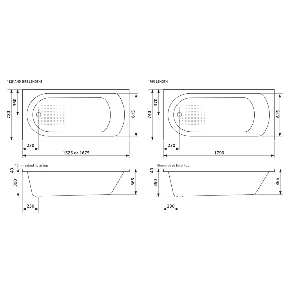 SEIMA CHIOS 102 INSET BATHTUB GLOSS WHITE (AVAILABLE IN 1525MM, 1675MM AND 1790MM)