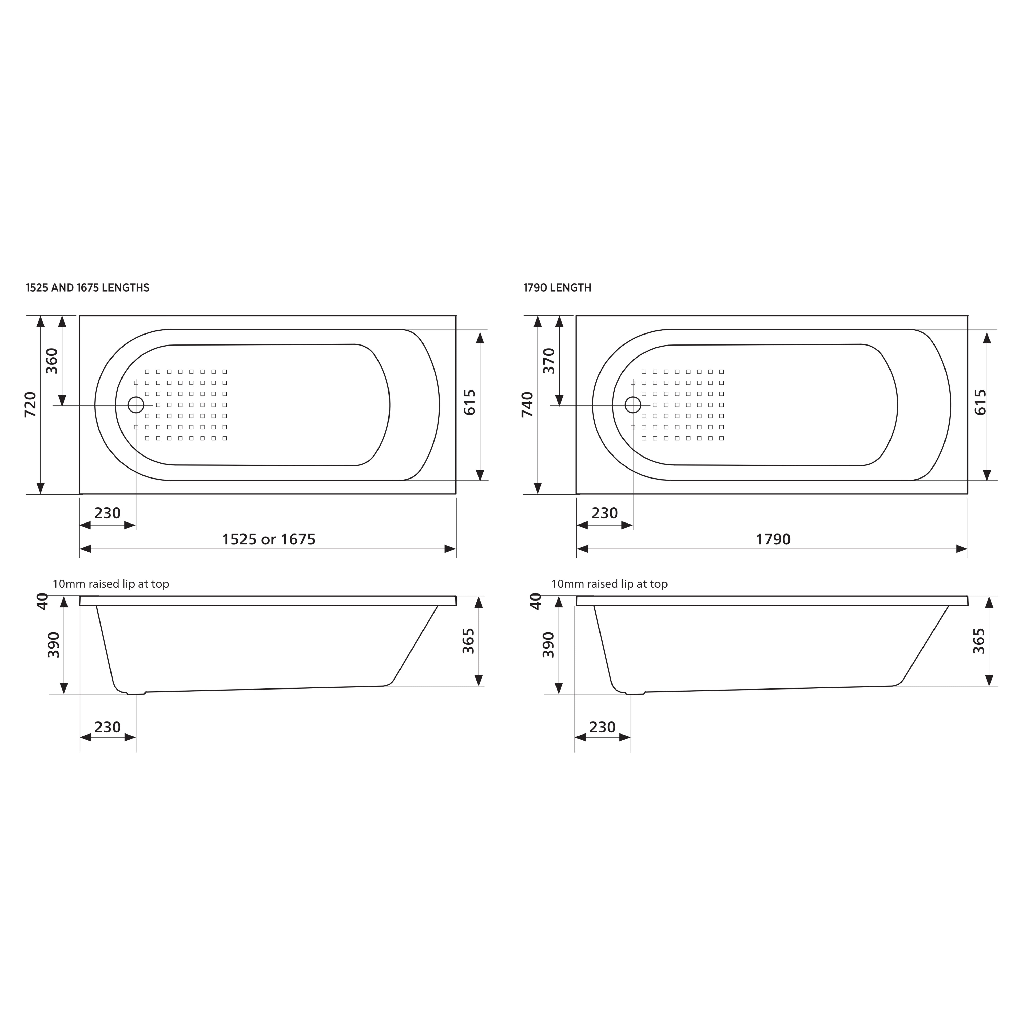 SEIMA CHIOS 102 INSET BATHTUB GLOSS WHITE (AVAILABLE IN 1525MM, 1675MM AND 1790MM)