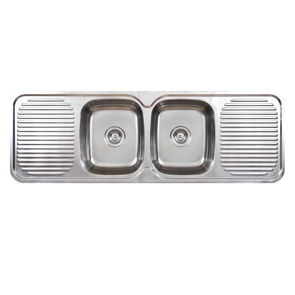 SEIMA ACERO 002 DOUBLE BOWL KITCHEN SINK WITH TWO DRAINERS STAINLESS STEEL 1500MM