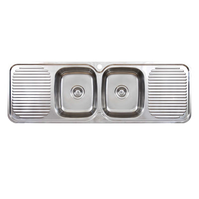 SEIMA ACERO 002 DOUBLE BOWL KITCHEN SINK WITH TWO DRAINERS STAINLESS STEEL 1500MM