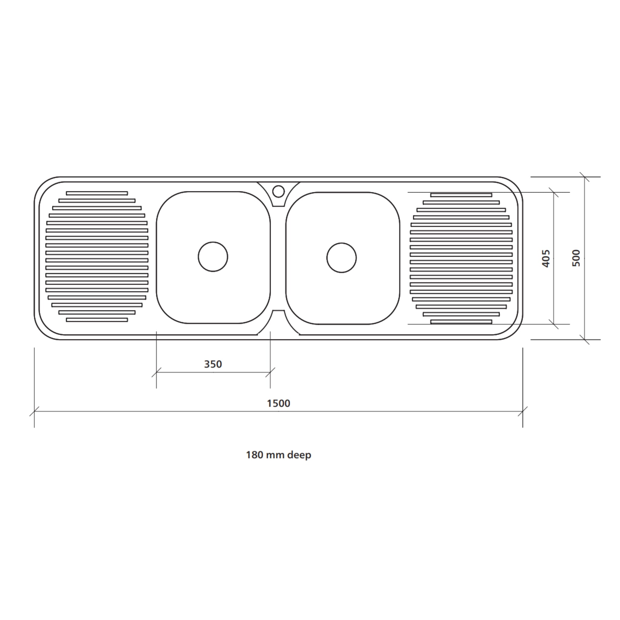 SEIMA ACERO 002 DOUBLE BOWL KITCHEN SINK WITH TWO DRAINERS STAINLESS STEEL 1500MM