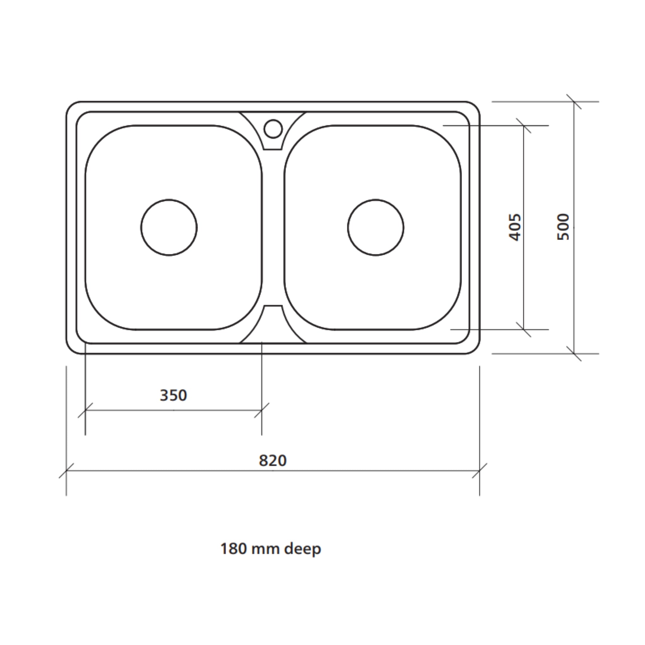 SEIMA ACERO 005 DOUBLE BOWL KITCHEN SINK STAINLESS STEEL 820MM
