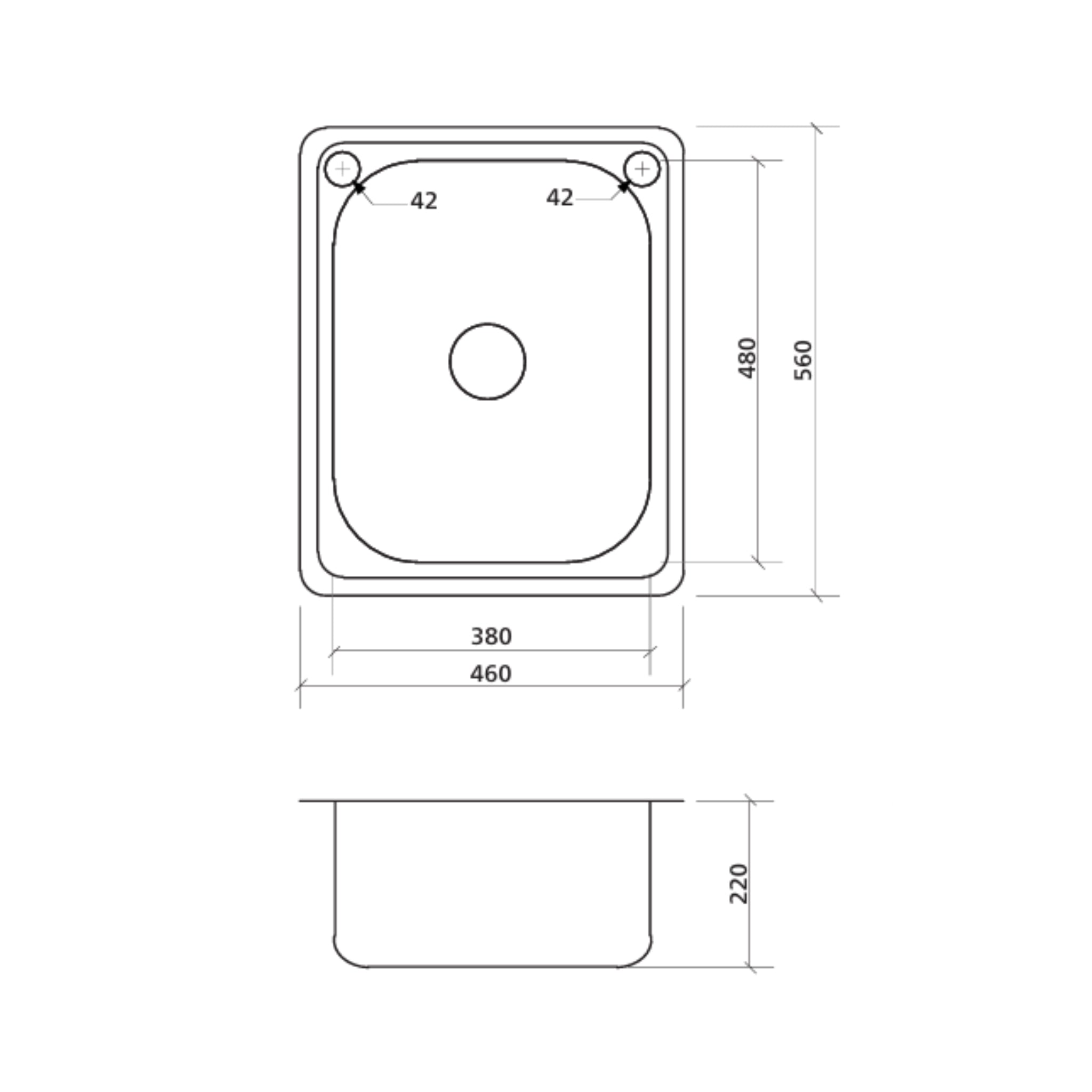 SEIMA ACERO 006 SINGLE BOWL LAUNDRY SINK STAINLESS STEEL 460MM