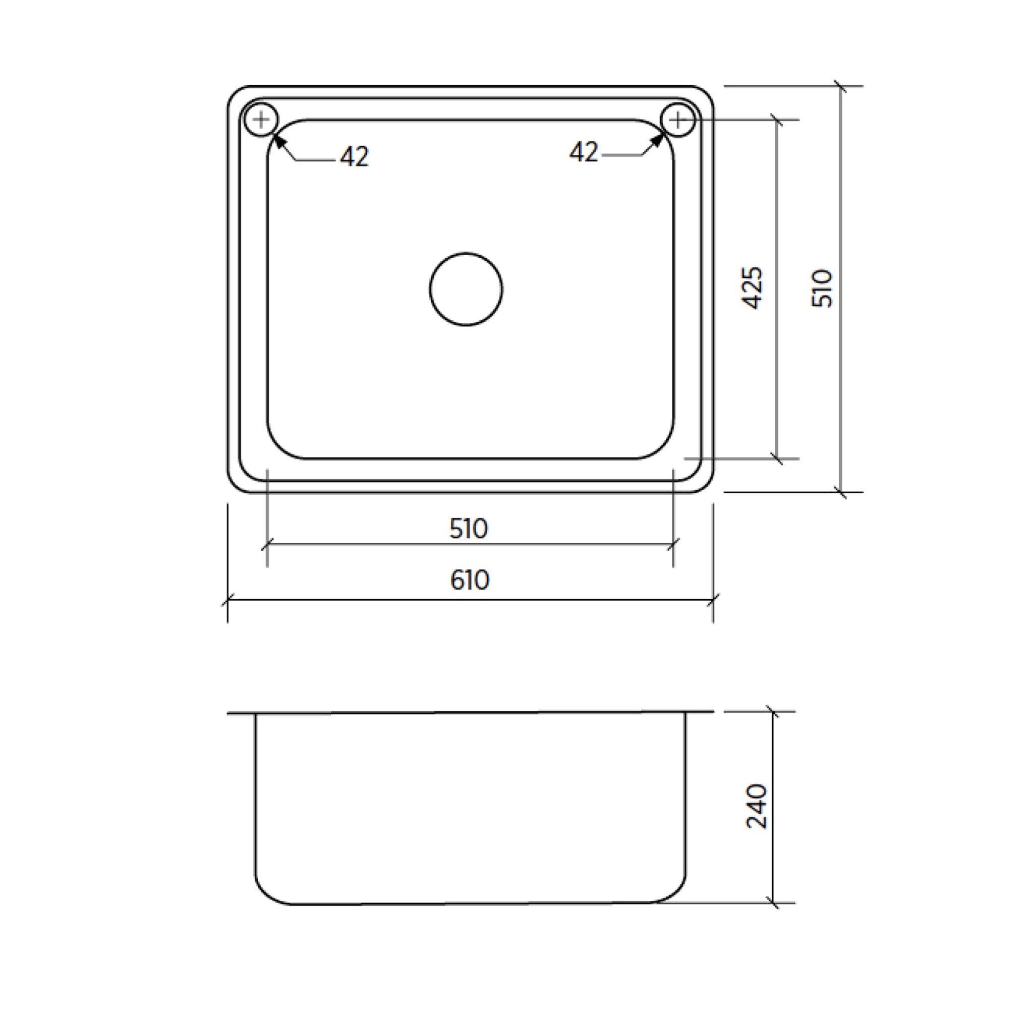 SEIMA ACERO 007 SINGLE BOWL LAUNDRY SINK STAINLESS STEEL 610MM