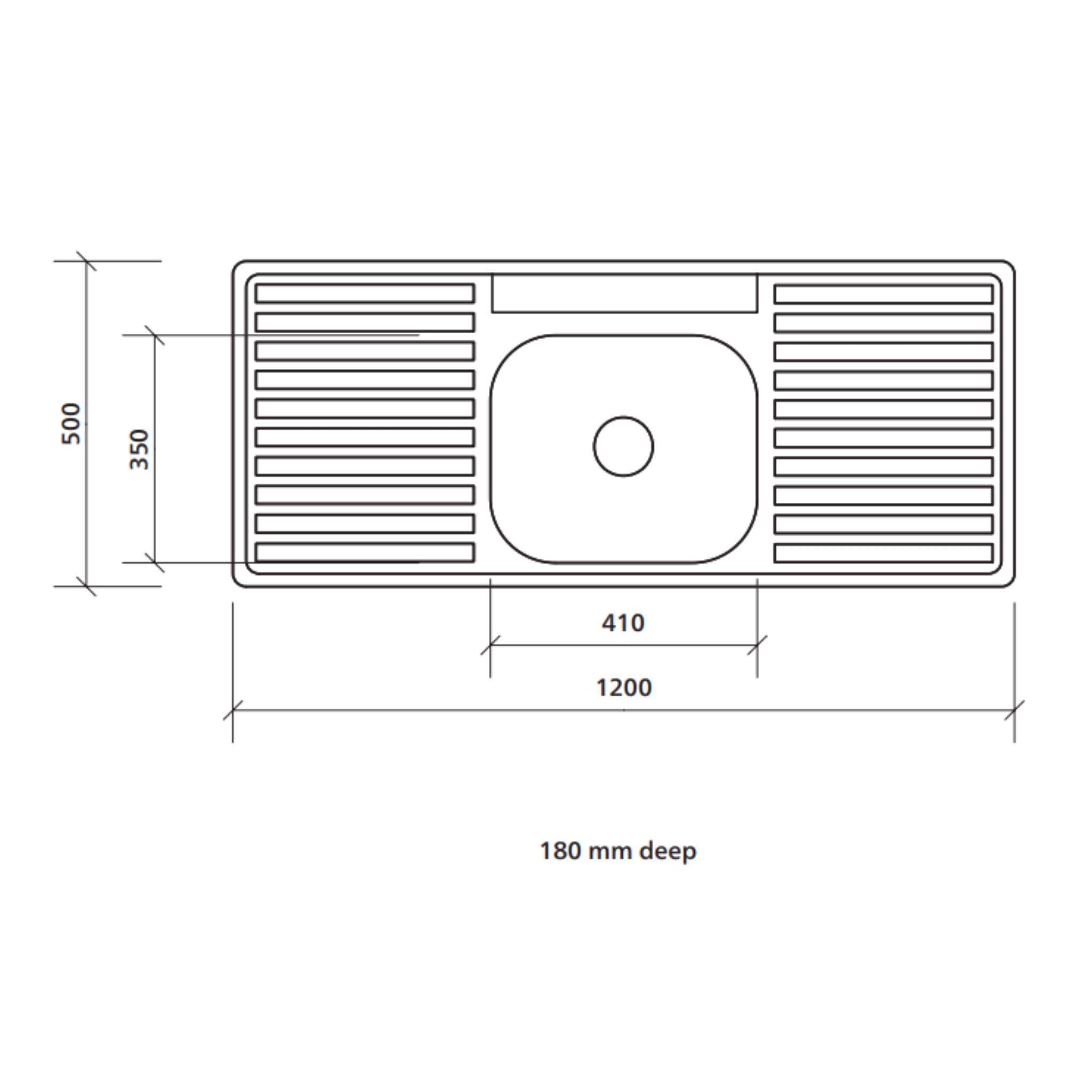 SEIMA ACERO 012 SINGLE BOWL KITCHEN SINK WITH TWO DRAINERS STAINLESS STEEL 1200MM
