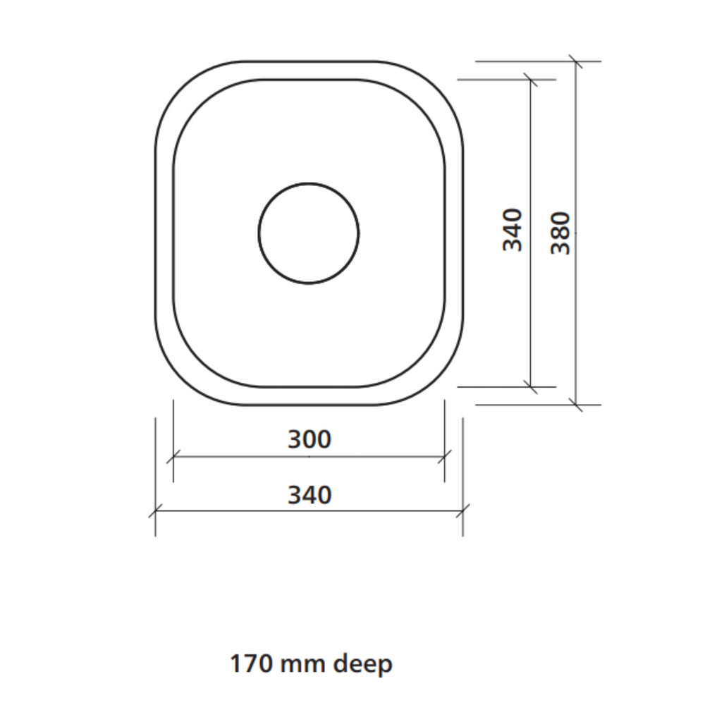SEIMA ACERO 204 SINGLE BOWL KITCHEN SINK STAINLESS STEEL 340MM