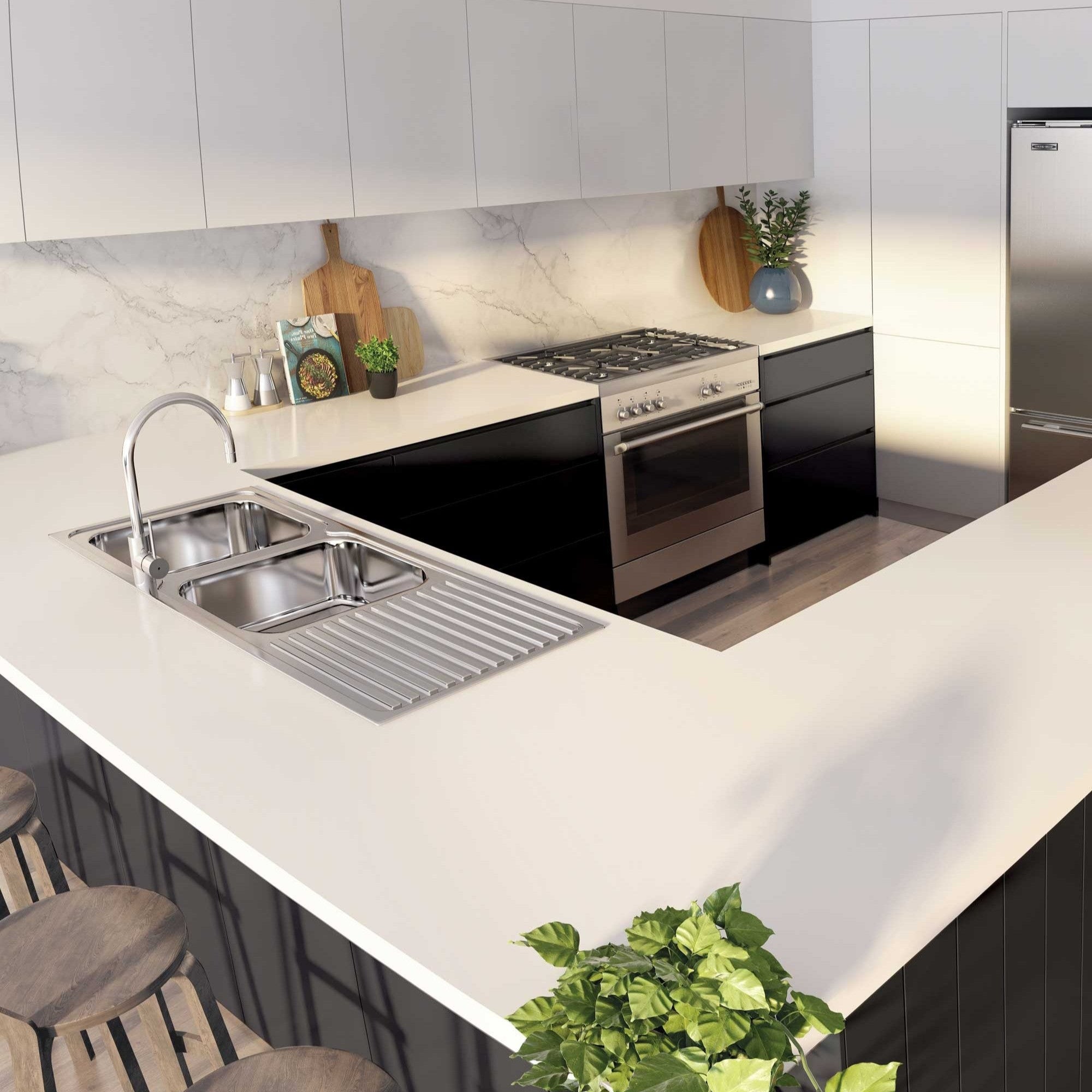 SEIMA ACERO 1200 DOUBLE BOWL KITCHEN SINK WITH DRAINER STAINLESS STEEL 1200MM
