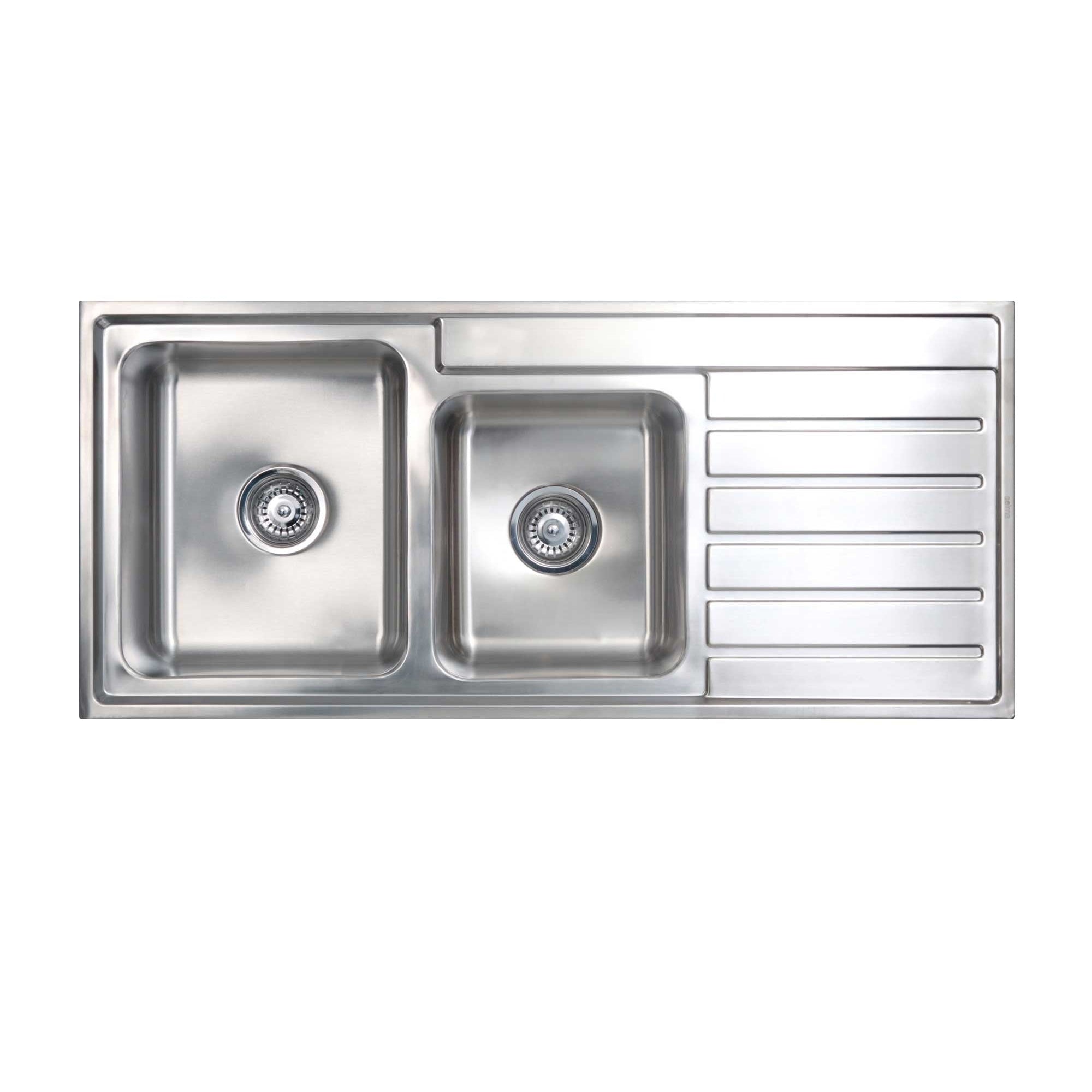 SEIMA KUBIC 175 1 & 3/4 BOWL KITCHEN SINK WITH DRAINER STAINLESS STEEL 1120MM