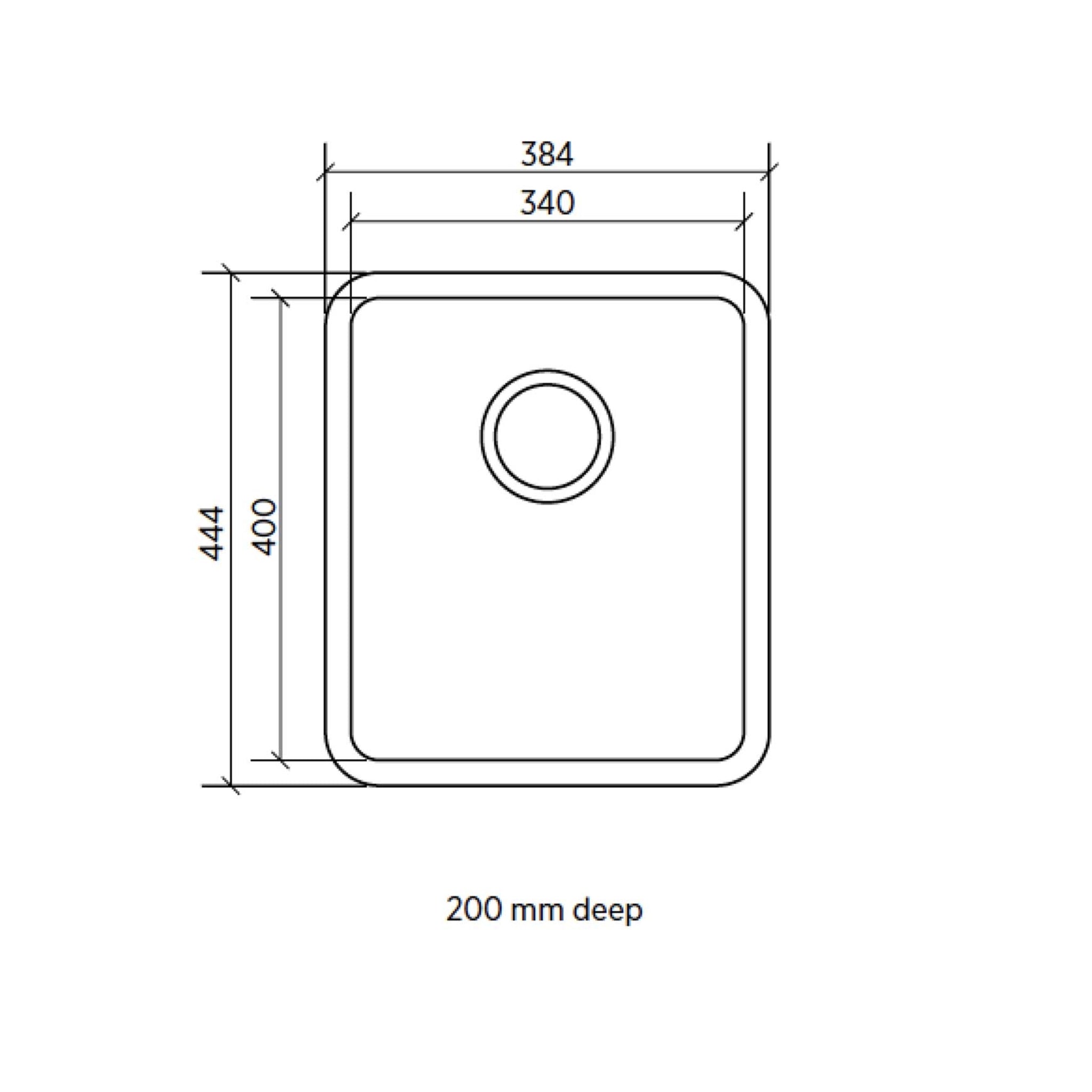 SEIMA KUBIC 340 SINGLE BOWL KITCHEN SINK STAINLESS STEEL 384MM