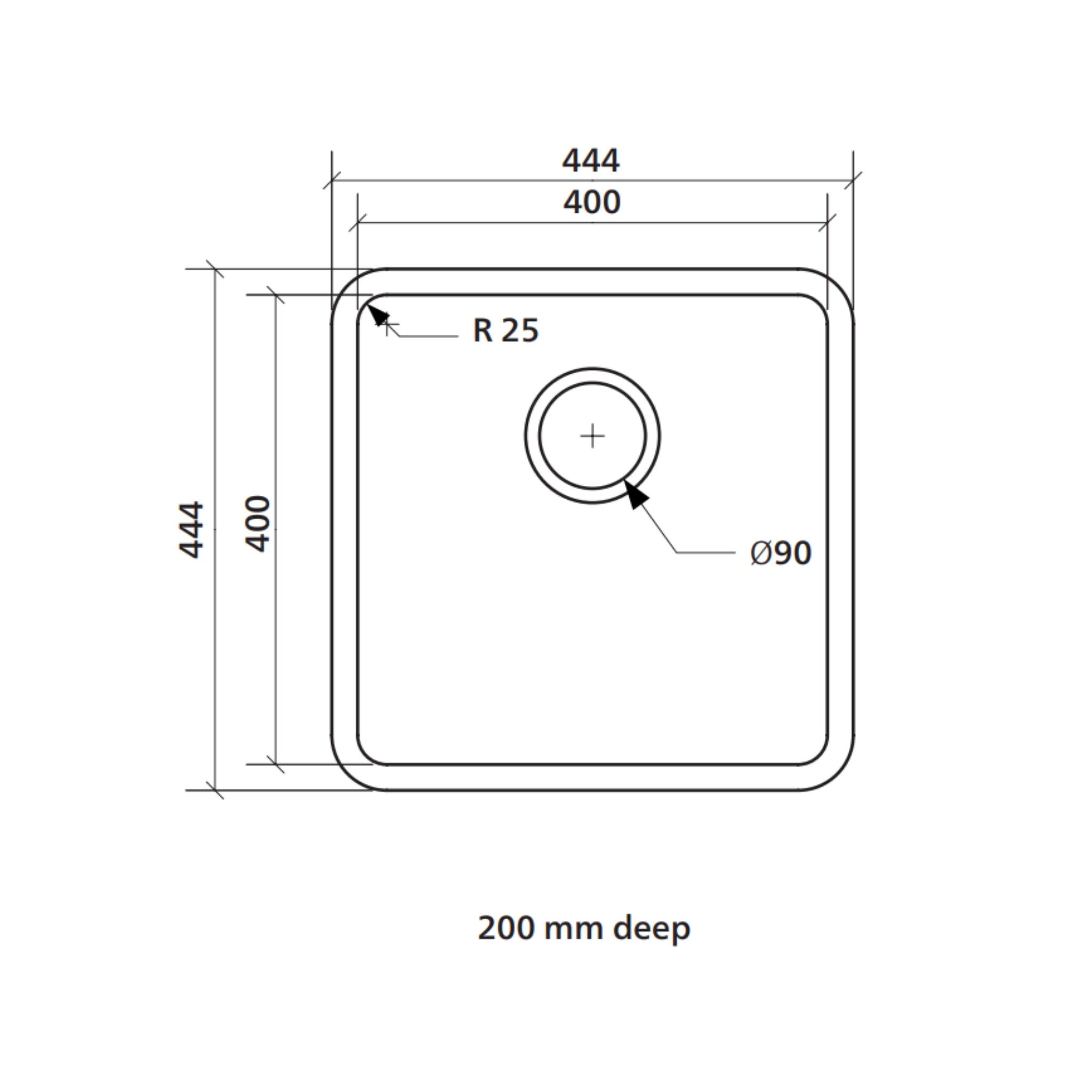 SEIMA KUBIC 400 SINGLE BOWL KITCHEN AND LAUNDRY SINK STAINLESS STEEL 444MM