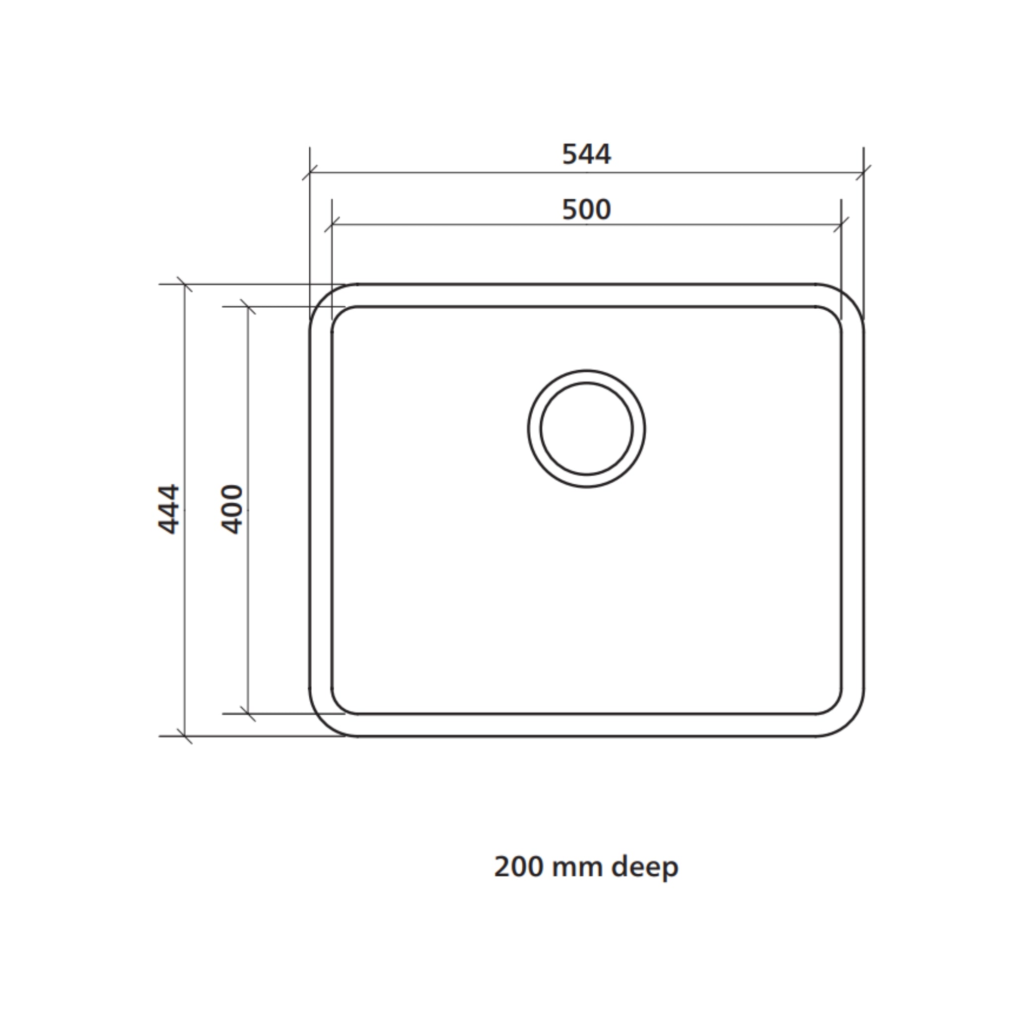 SEIMA KUBIC 500 SINGLE BOWL KITCHEN AND LAUNDRY SINK STAINLESS STEEL 544MM