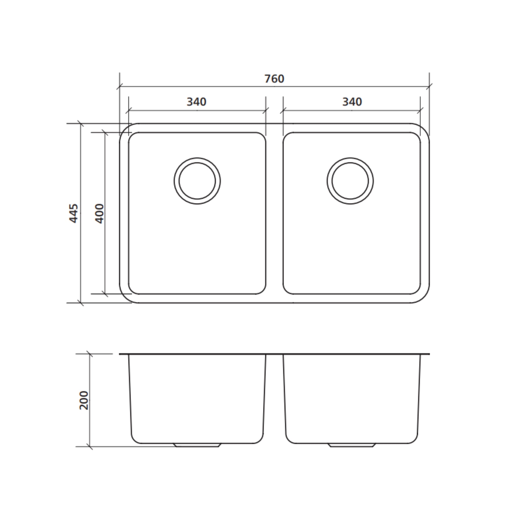 SEIMA KUBIC 768 DOUBLE BOWL KITCHEN SINK STAINLESS STEEL 760MM