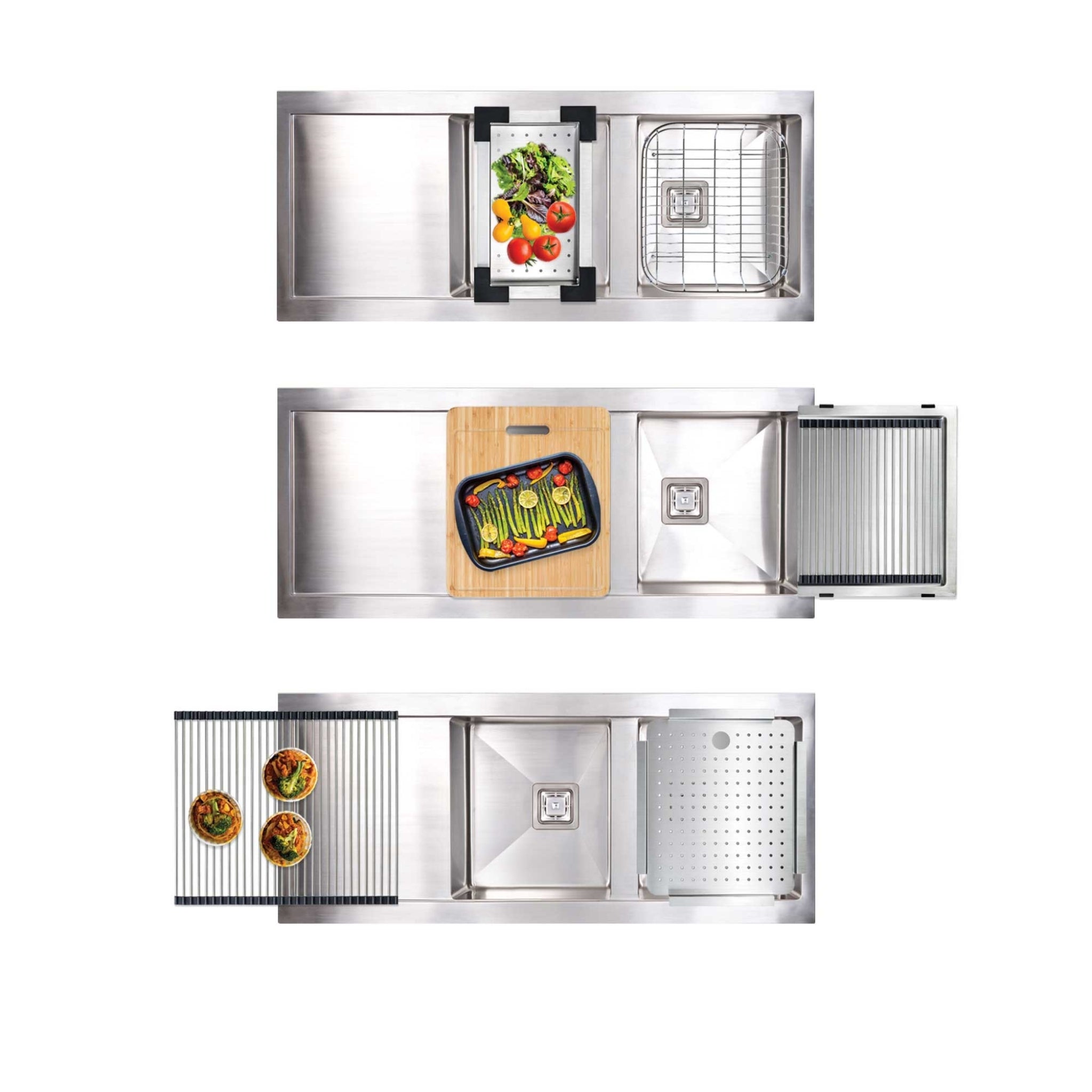 SEIMA TETRA 1160 DOUBLE BOWL KITCHEN SINK WITH DRAINER STAINLESS STEEL 1160MM