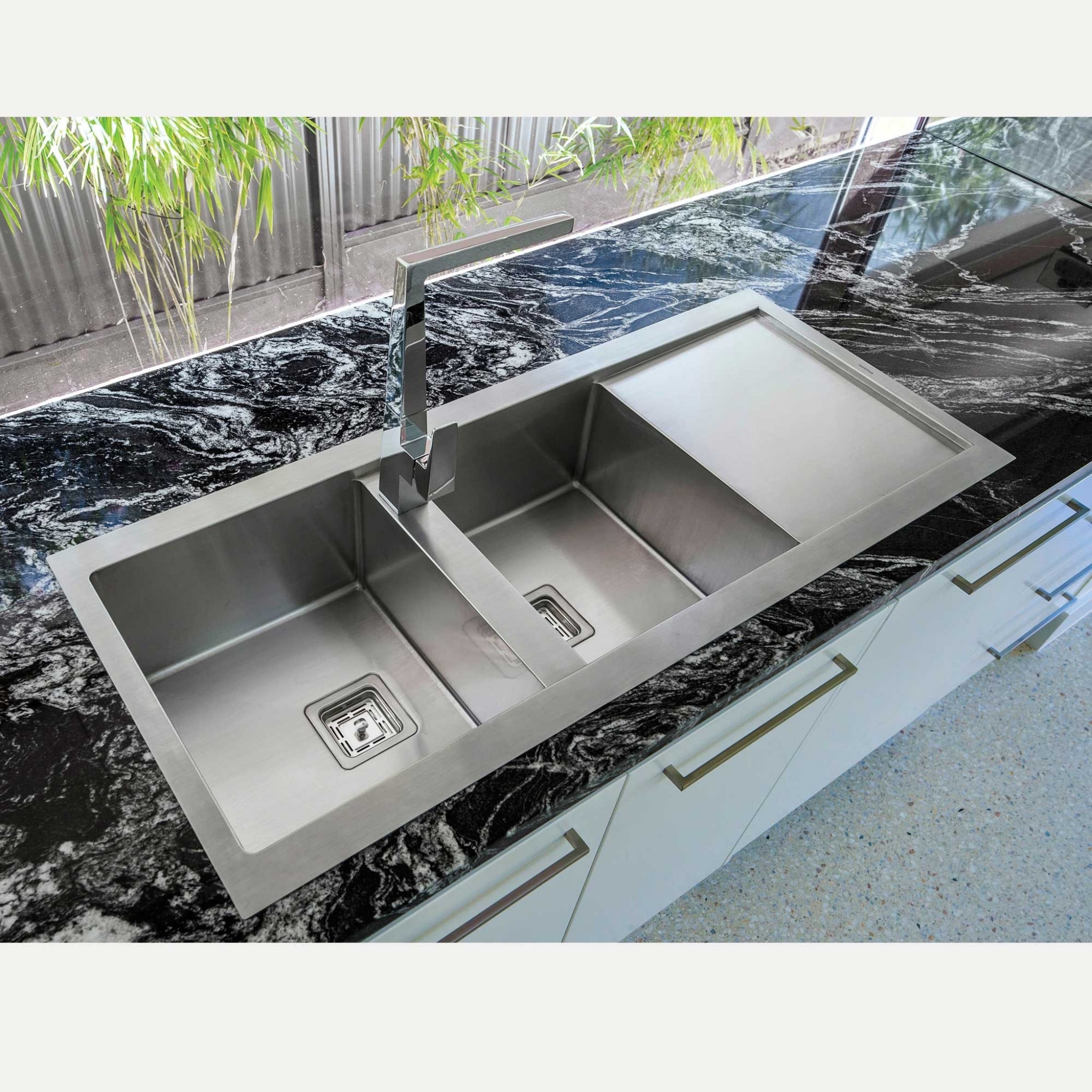 SEIMA TETRA 1160 DOUBLE BOWL KITCHEN SINK WITH DRAINER STAINLESS STEEL 1160MM