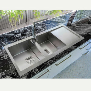 SEIMA TETRA 1160 DOUBLE BOWL KITCHEN SINK WITH DRAINER STAINLESS STEEL 1160MM