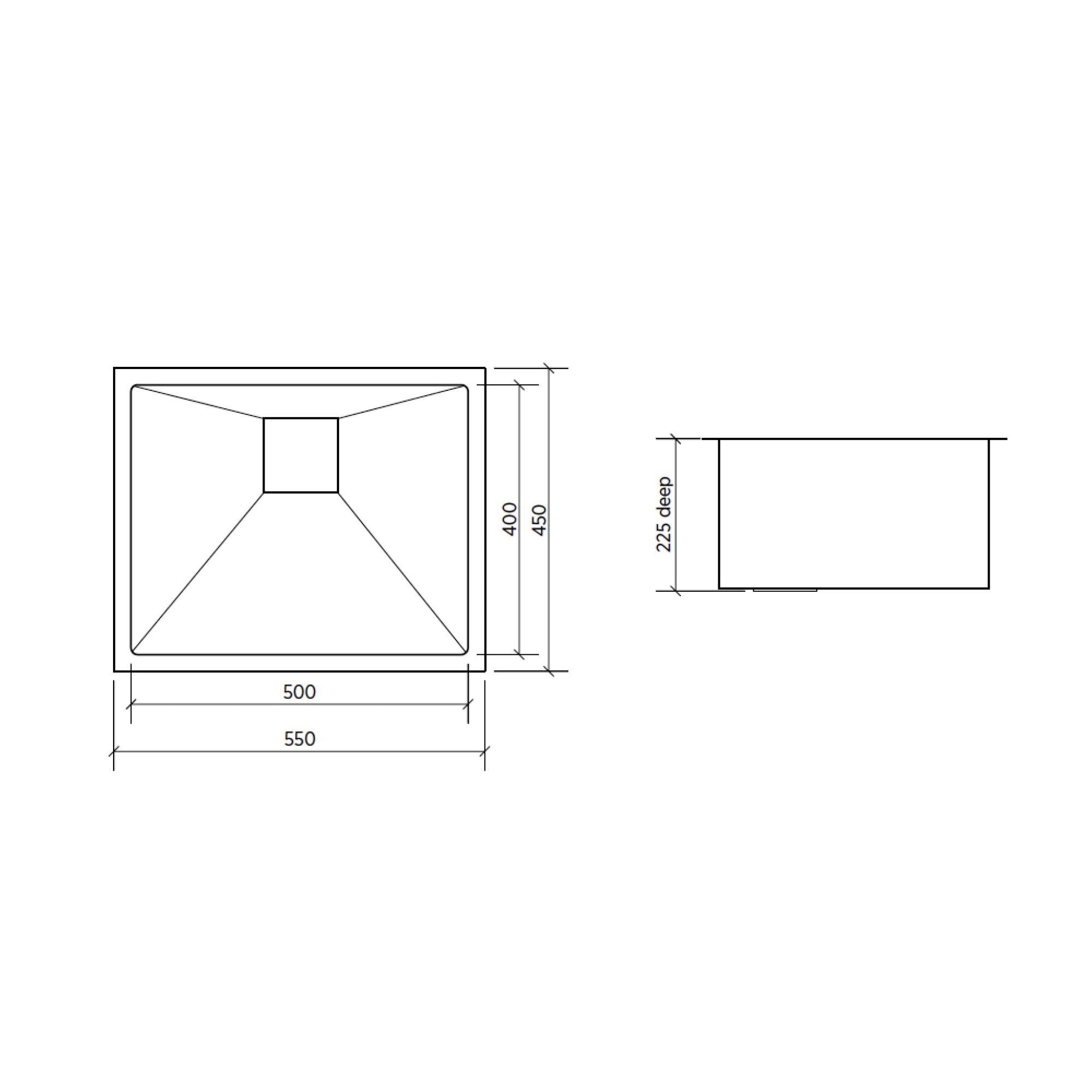 SEIMA TETRA 550 SINGLE BOWL KITCHEN AND LAUNDRY SINK STAINLESS STEEL 550MM