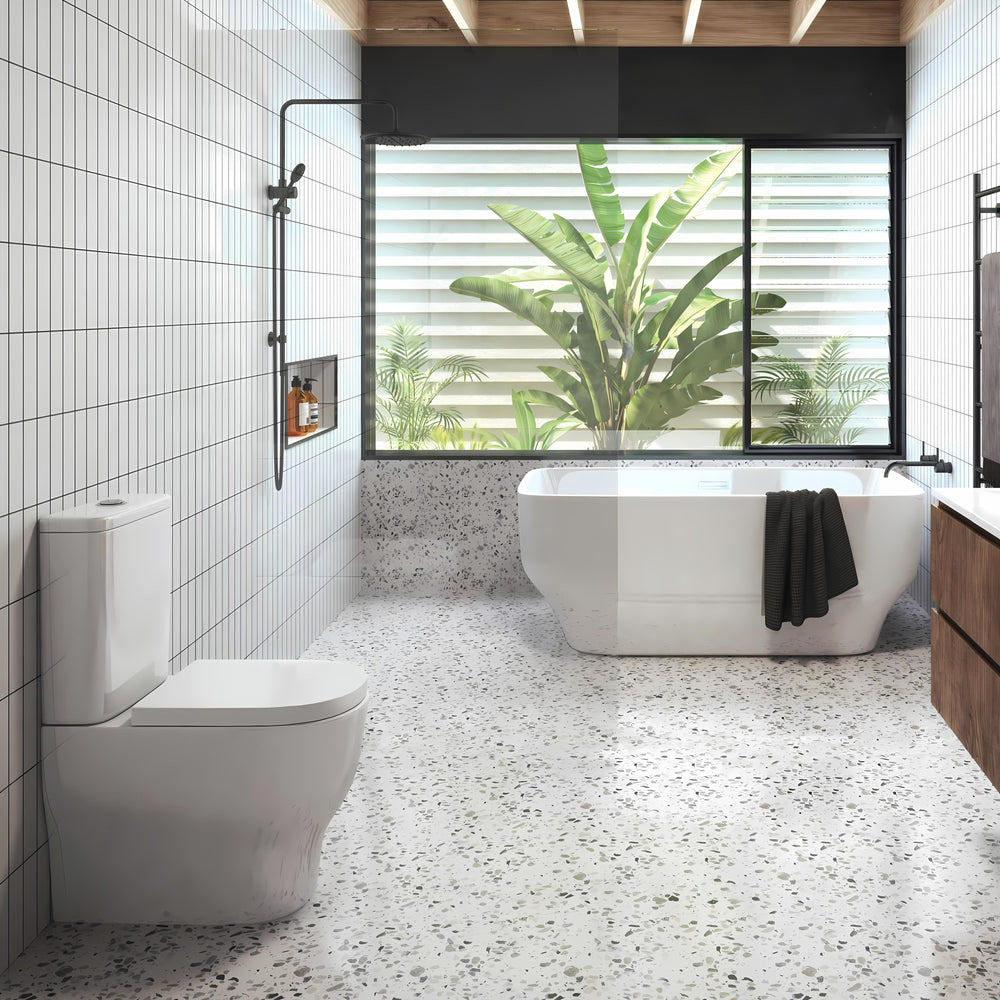 SEIMA LIMNI RIMLESS CLOSE COUPLED TOILET SUITE GLOSS WHITE