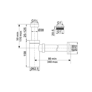 SEIMA BOTTLE TRAP WALL EXIT MATTE WHITE 40MM