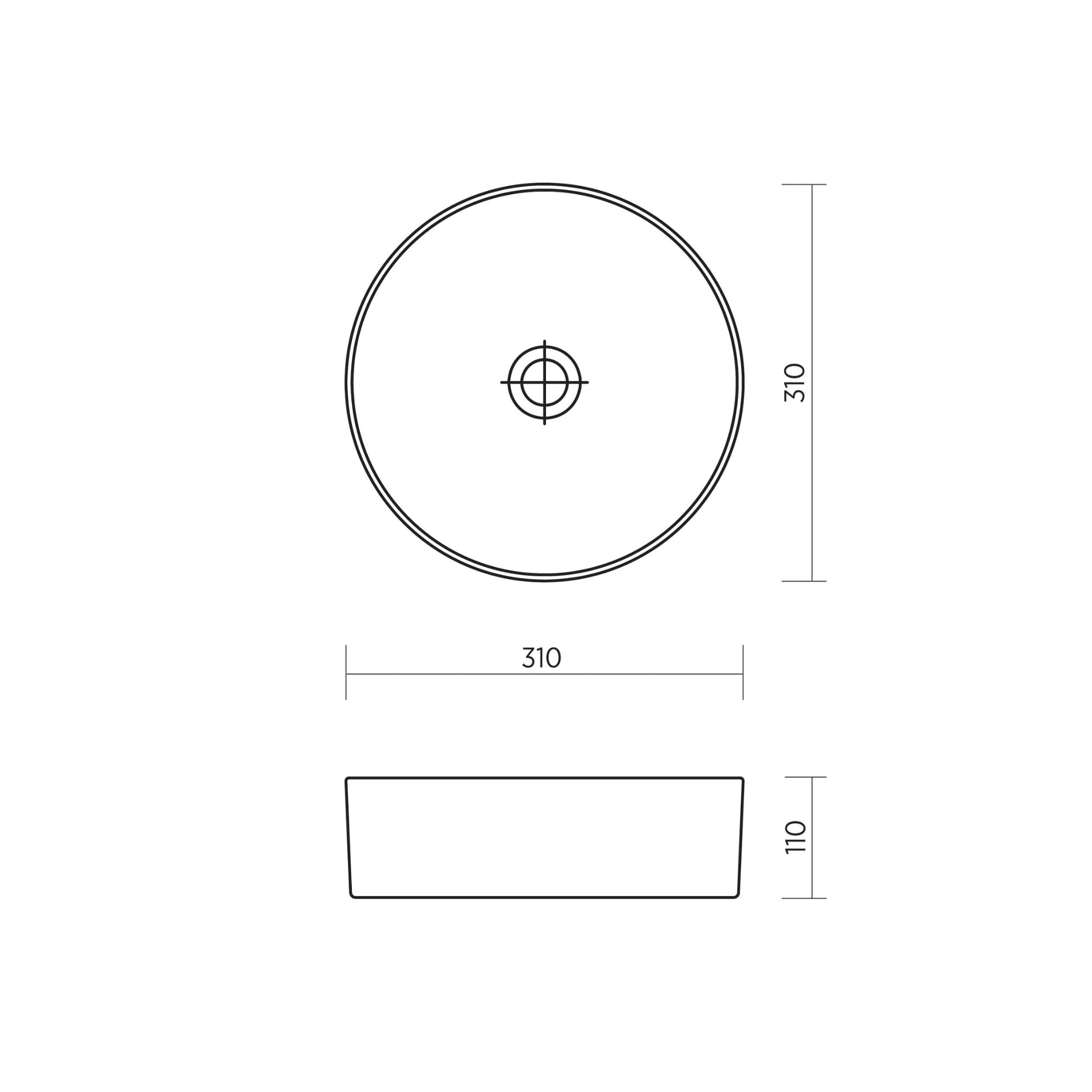 SEIMA ARKO 310 ABOVE COUNTER BASIN SILK MATTE WHITE 310MM