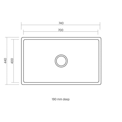 SEIMA LETO 700 SINGLE BOWL KITCHEN AND LAUNDRY SINK STAINLESS STEEL 740MM