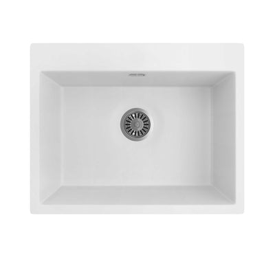 SEIMA OROS 620 SINGLE BOWL KITCHEN AND LAUNDRY SINK SILK MATTE WHITE 620MM