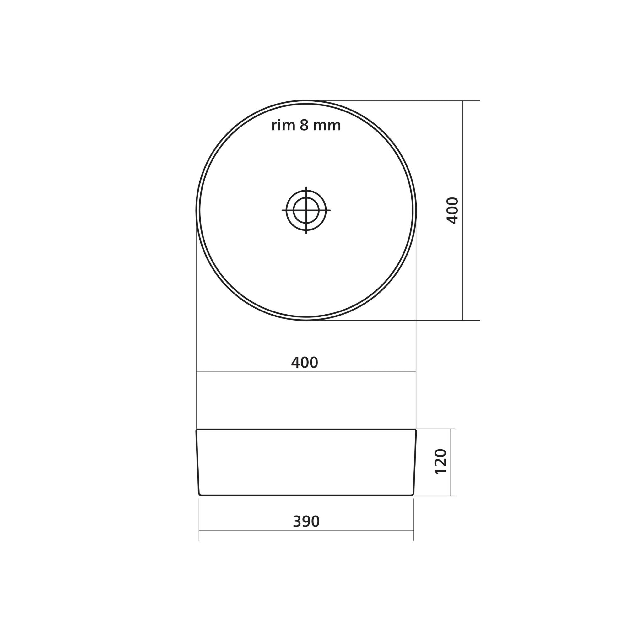 SEIMA ARKO 027 ABOVE COUNTER BASIN SILK MATTE WHITE 400MM