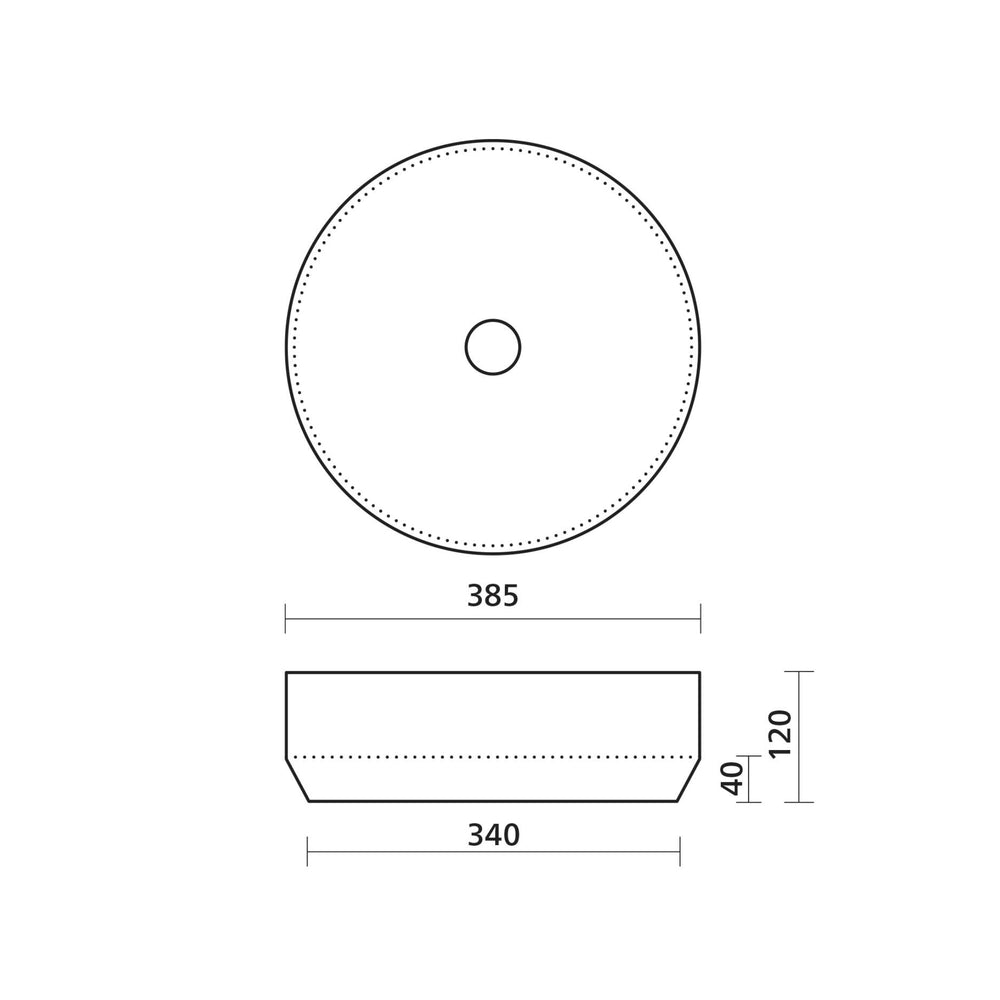 SEIMA AURORA 385 ABOVE COUNTER BASIN SILK MATTE WHITE 385MM