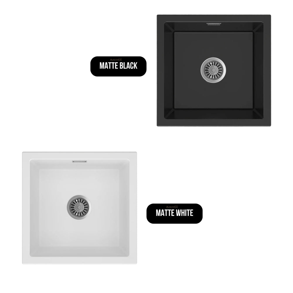 SEIMA OROS 450 SINGLE BOWL KITCHEN AND LAUNDRY SINK SILK MATTE WHITE 450MM