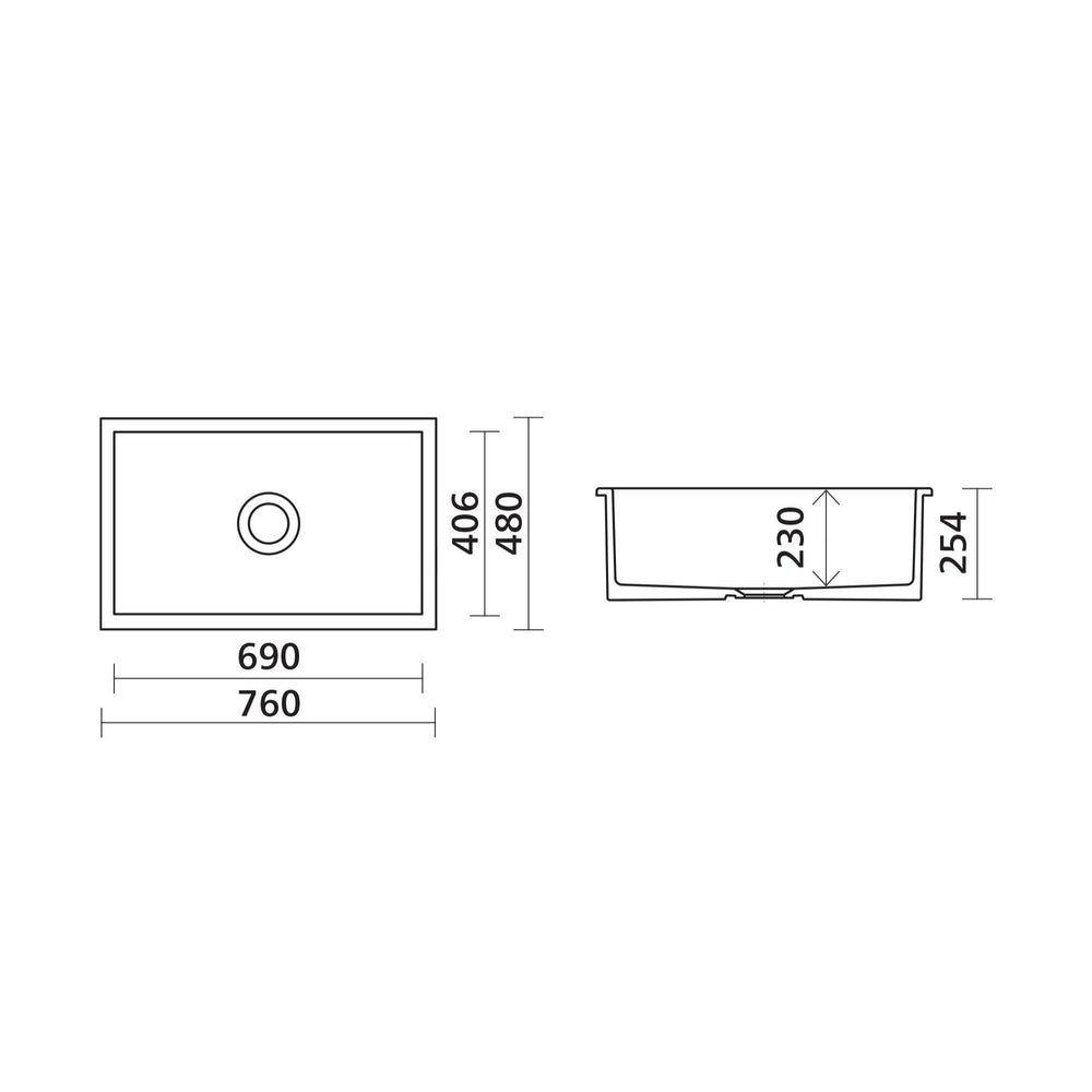 SEIMA ODESSA 760 SINGLE BOWL DUAL MOUNT KITCHEN AND LAUNDRY SINK GLOSS WHITE 760MM