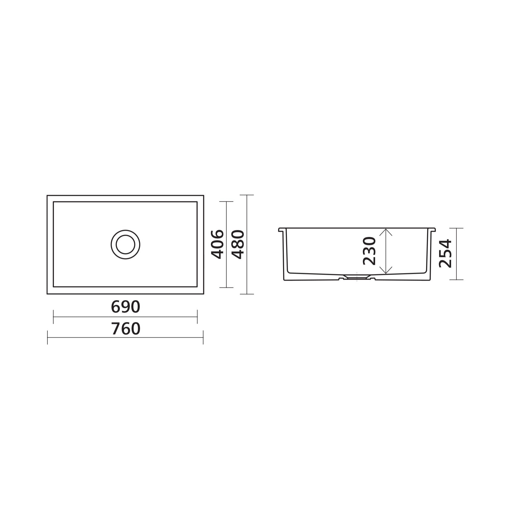 SEIMA ODESSA 760 SINGLE BOWL DUAL MOUNT KITCHEN AND LAUNDRY SINK GLOSS WHITE 760MM