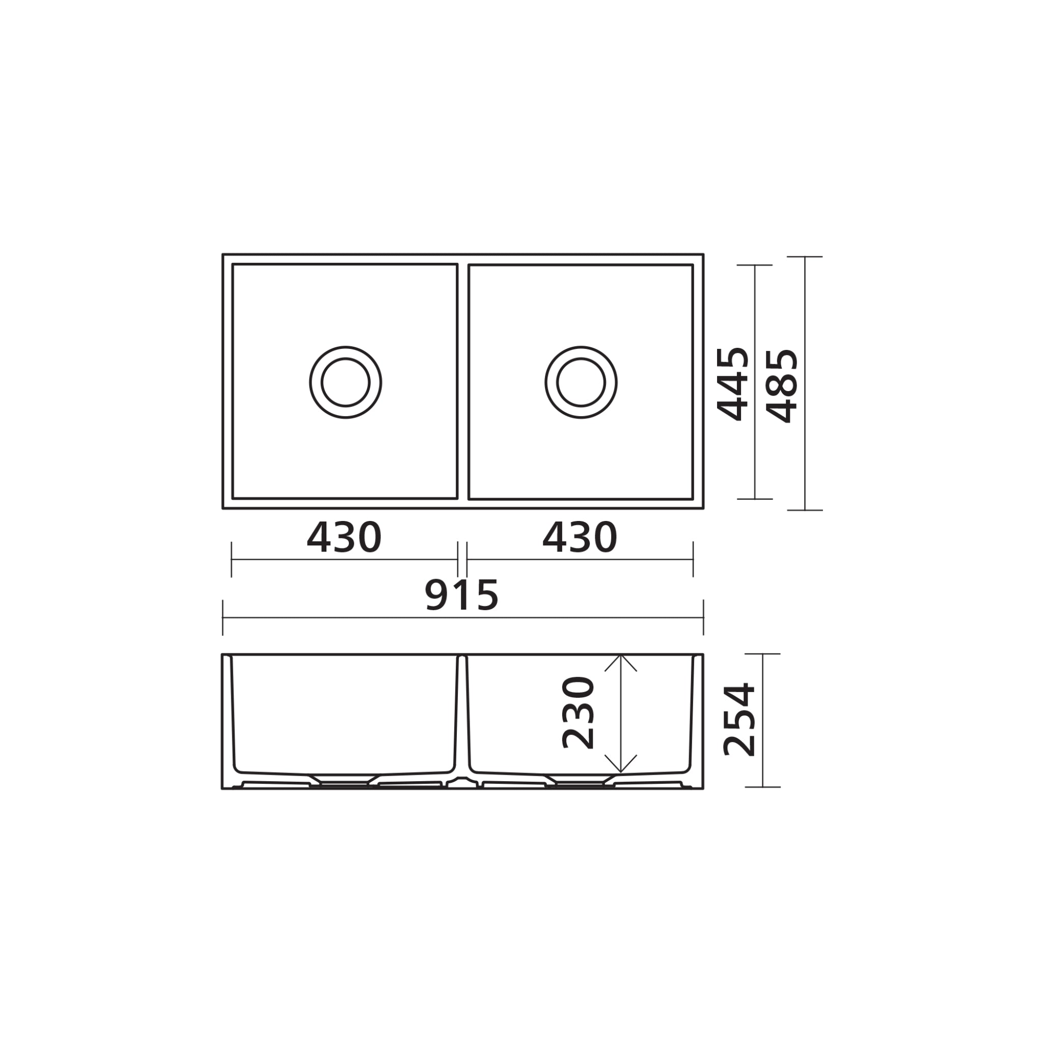 SEIMA ODESSA 915 DOUBLE BOWL APRON FRONT KITCHEN AND LAUNDRY SINK GLOSS WHITE 915MM