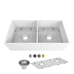 SEIMA ODESSA 915 DOUBLE BOWL APRON FRONT KITCHEN AND LAUNDRY SINK GLOSS WHITE 915MM