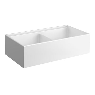 SEIMA ODESSA 922 DOUBLE BOWL APRON FRONT KITCHEN AND LAUNDRY SINK GLOSS WHITE 915MM