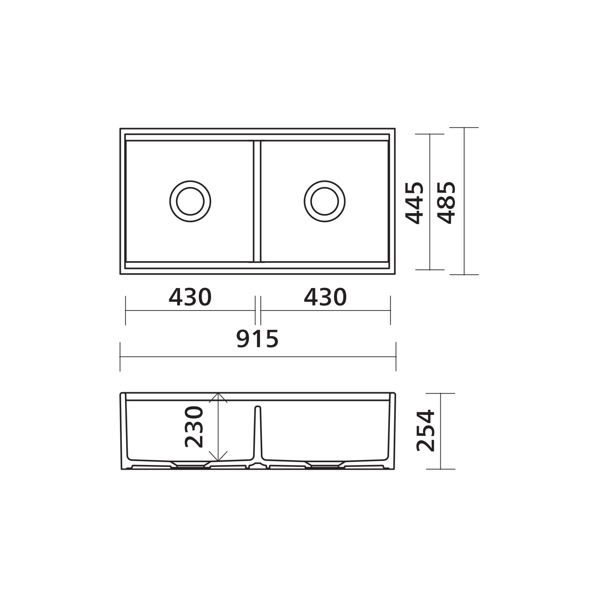 SEIMA ODESSA 922 DOUBLE BOWL APRON FRONT KITCHEN AND LAUNDRY SINK GLOSS WHITE 915MM