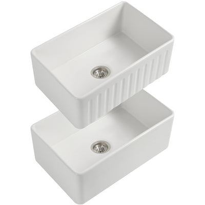 SEIMA CLEO 760 SINGLE BOWL APRON FRONT KITCHEN AND LAUNDRY SINK GLOSS WHITE 760MM