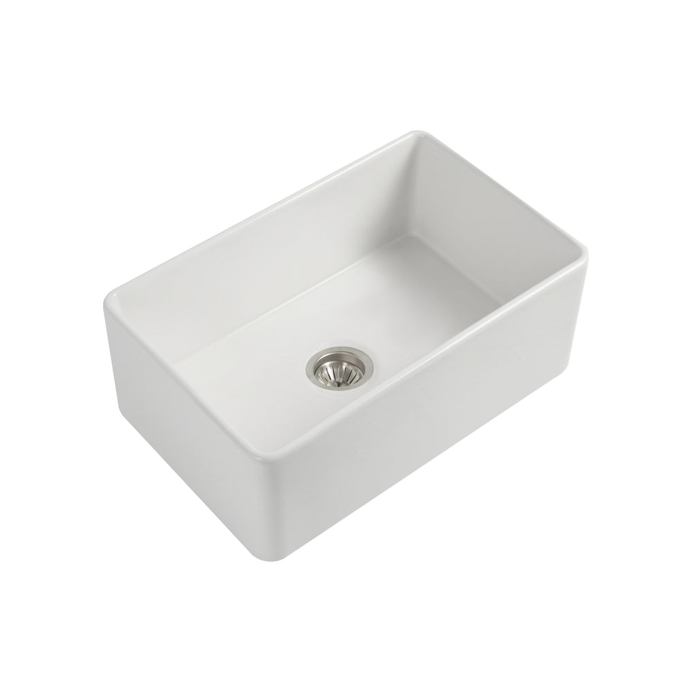 SEIMA CLEO 835 DOUBLE BOWL APRON FRONT KITCHEN AND LAUNDRY SINK GLOSS WHITE 835MM