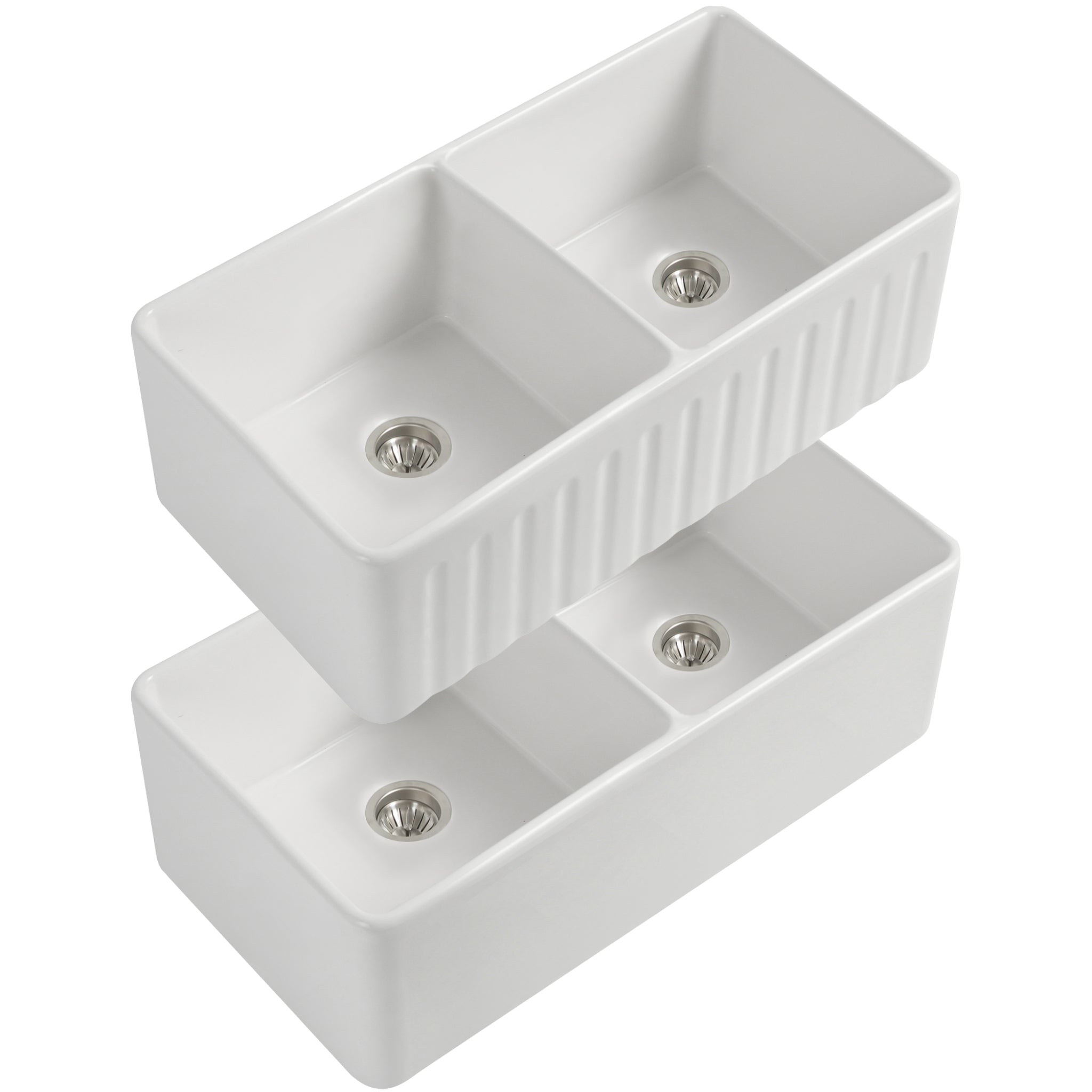 SEIMA CLEO 835 DOUBLE BOWL APRONT FRONT KITCHEN AND LAUNDRY SINK SILK MATTE WHITE 835MM