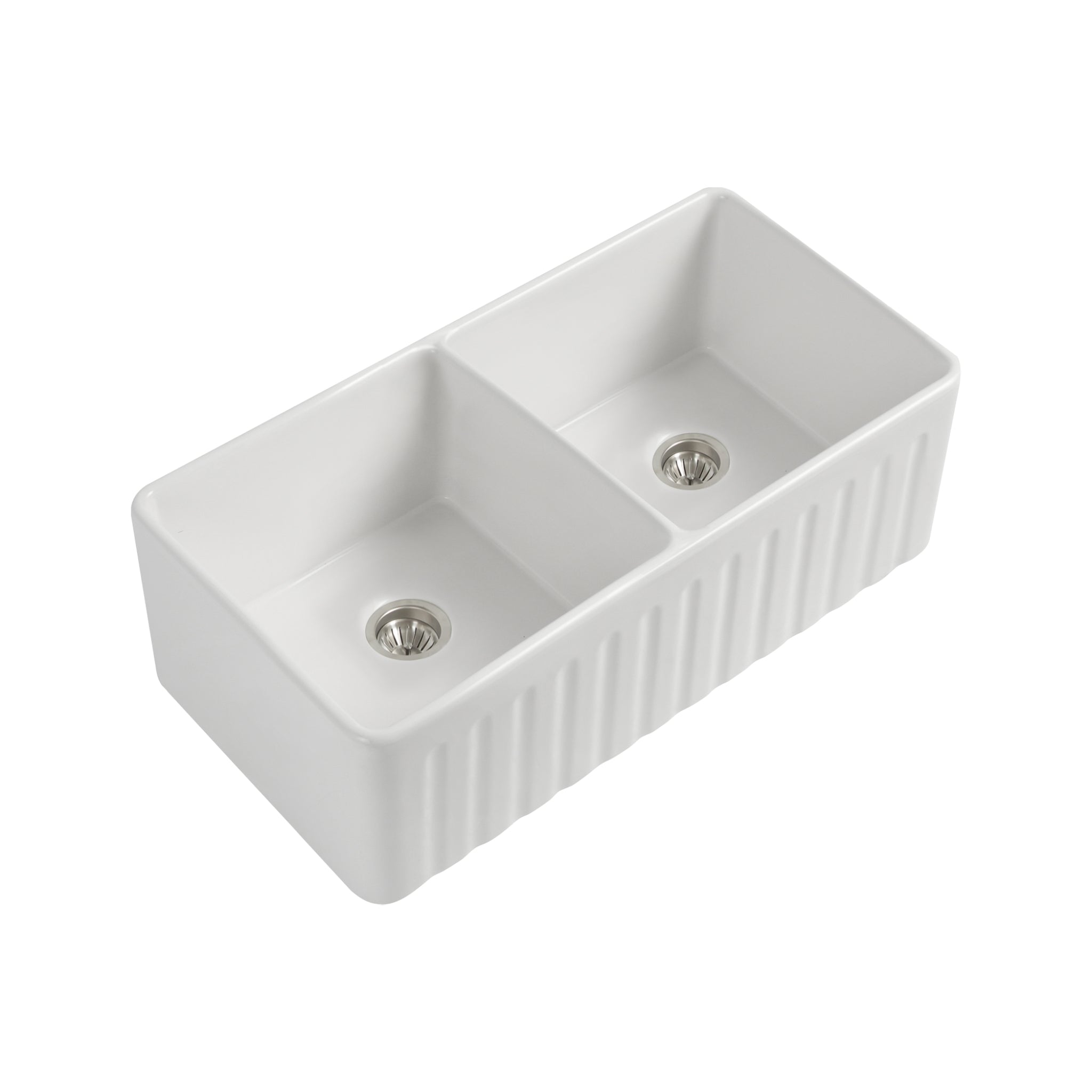 SEIMA CLEO 835 DOUBLE BOWL APRONT FRONT KITCHEN AND LAUNDRY SINK SILK MATTE WHITE 835MM