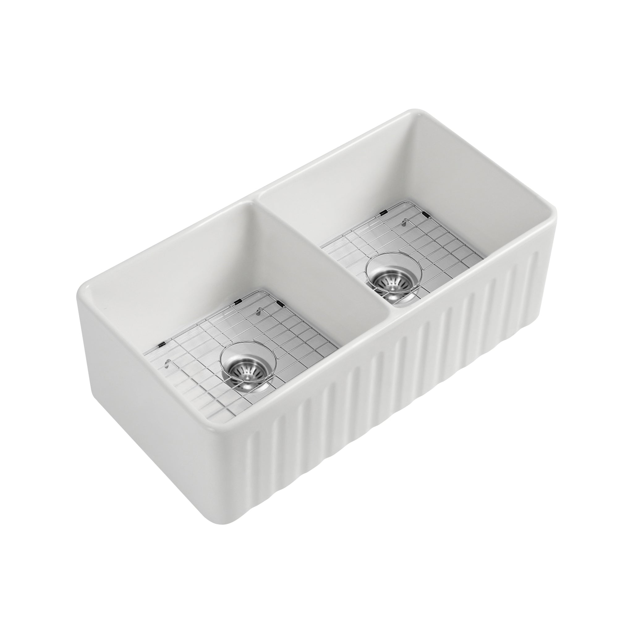 SEIMA CLEO 835 DOUBLE BOWL APRONT FRONT KITCHEN AND LAUNDRY SINK SILK MATTE WHITE 835MM