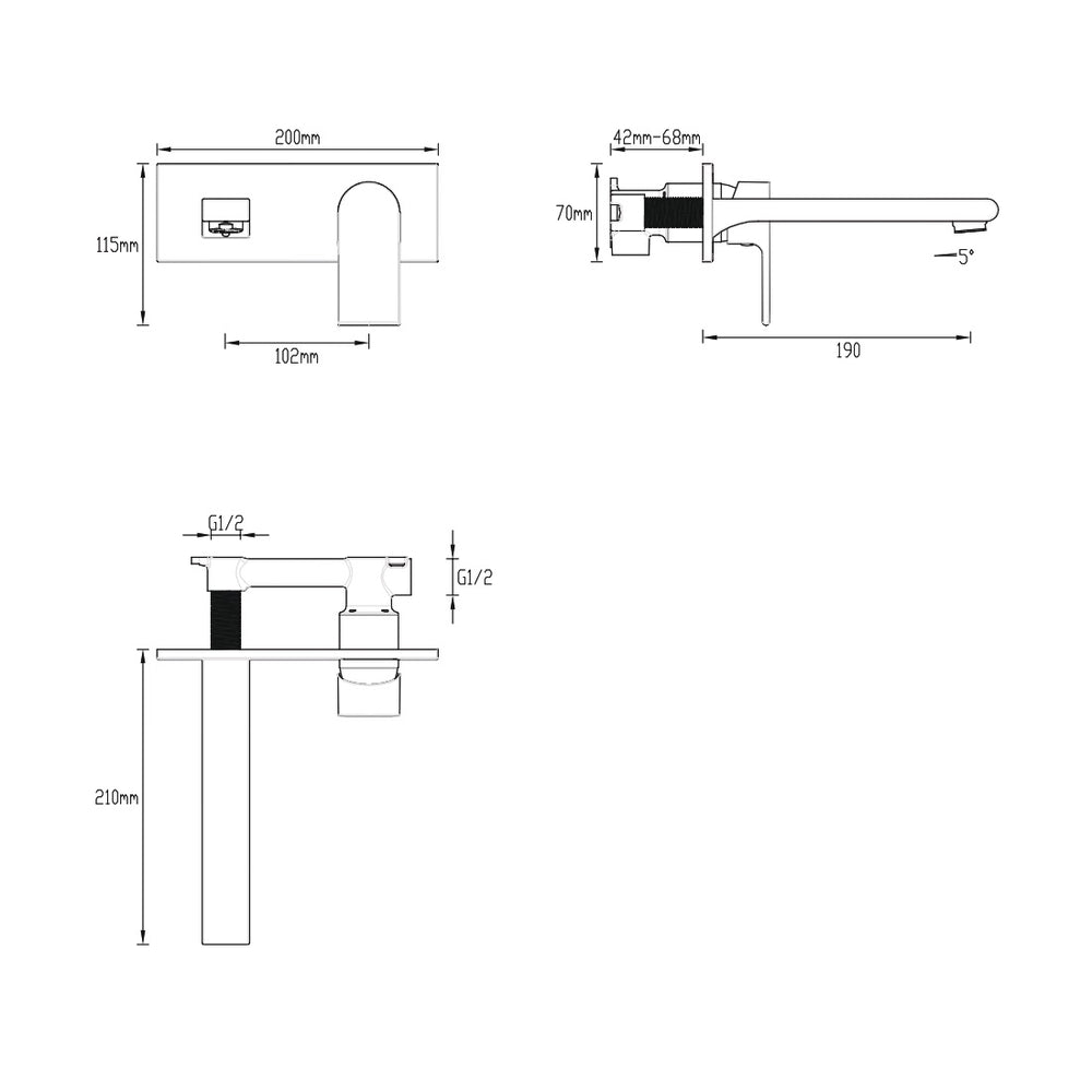 GARETH ASHTON PARK AVENUE WALL BASIN / BATH MIXER SET BLACK