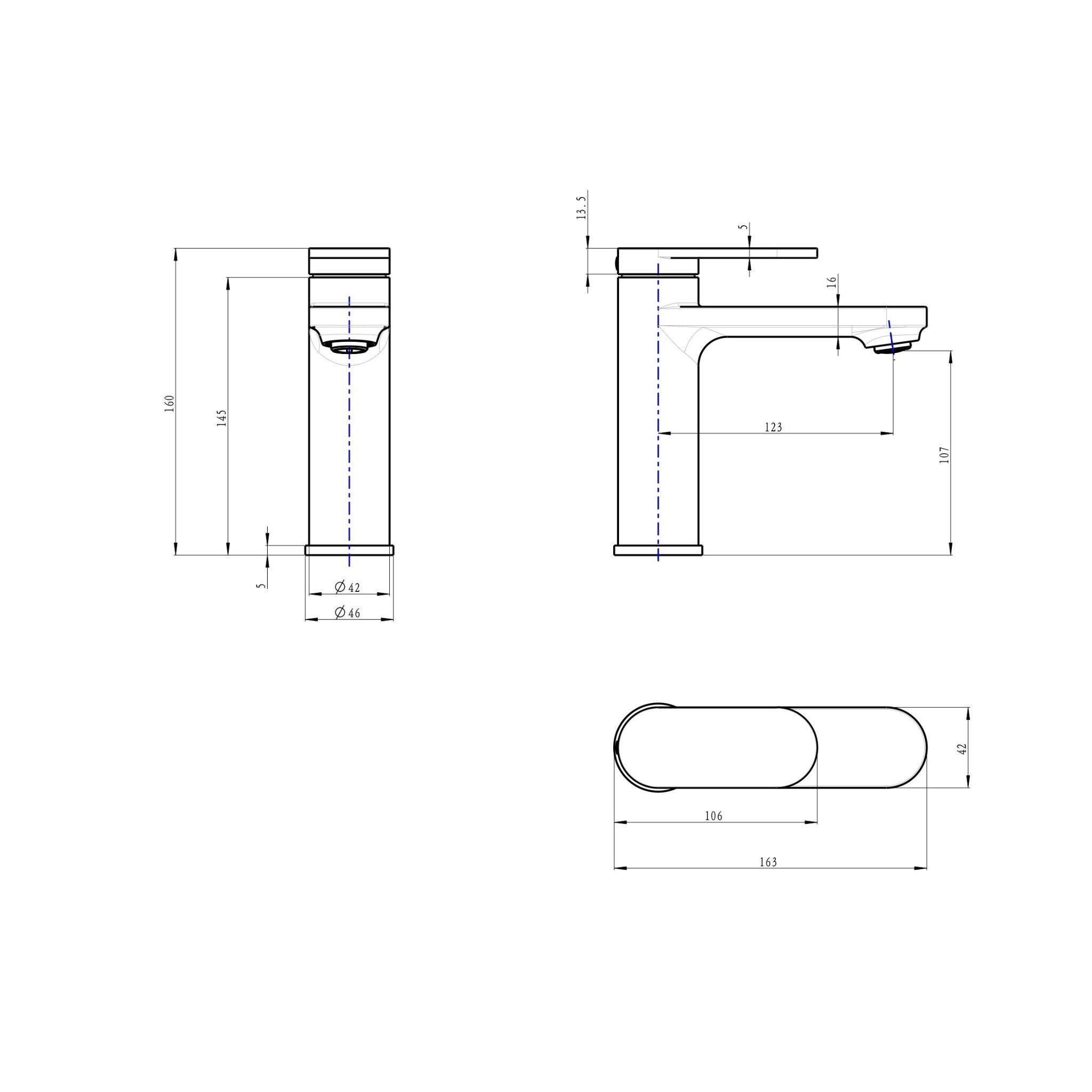 LINSOL CAPO BASIN MIXER 160MM CHROME